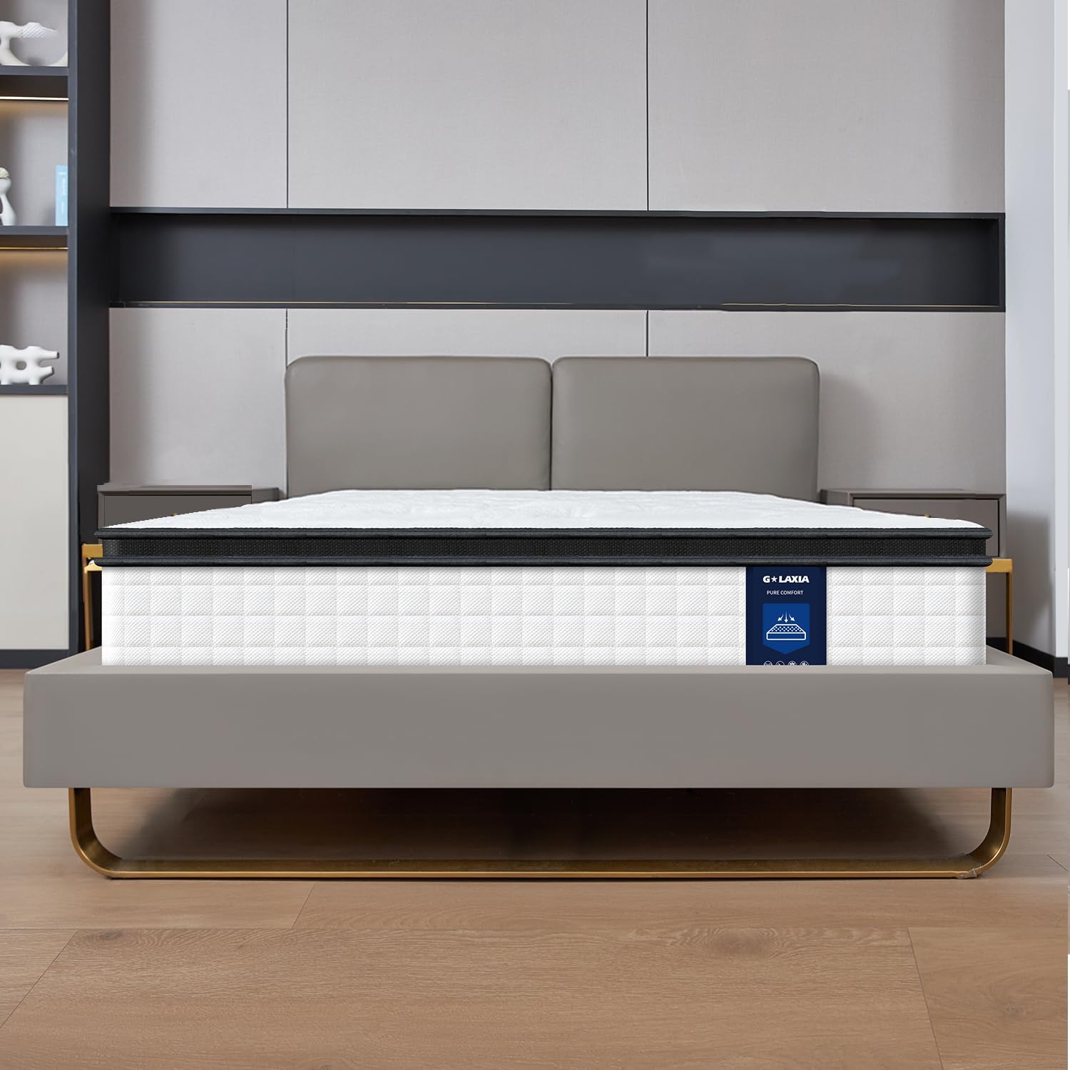 G Laxia 12 Inch White Full Spring Mattress,Medium Firm With Gel Memory Foam,Individually Pocketed Coil,Fiberglass-Free Fire Reta