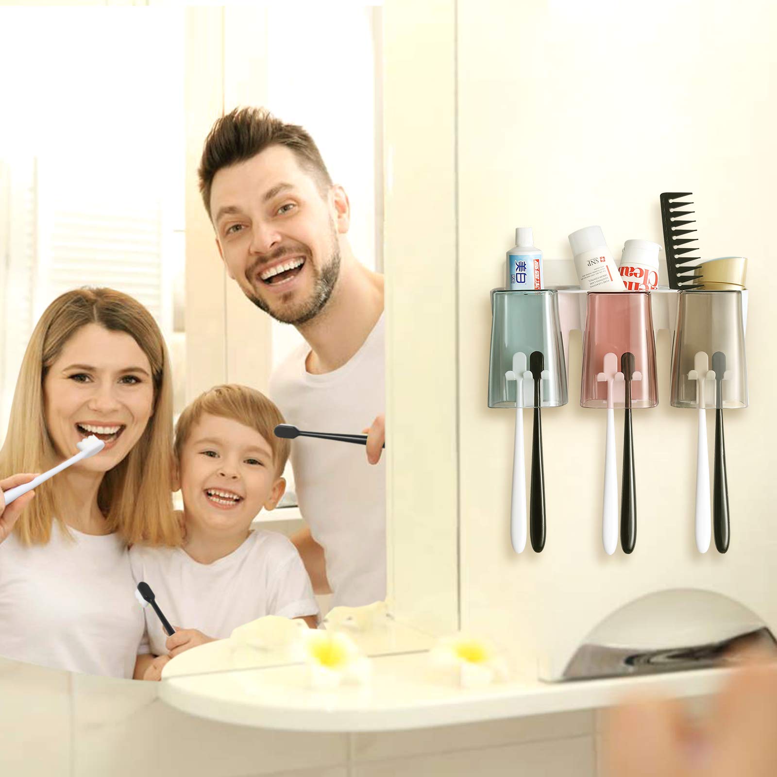 Goowin Toothbrush Holder, Toothbrush Holder For Bathroom, Large Capacity Toothbrush Holder Wall Mounted, Eco-Friendly Mighty Too