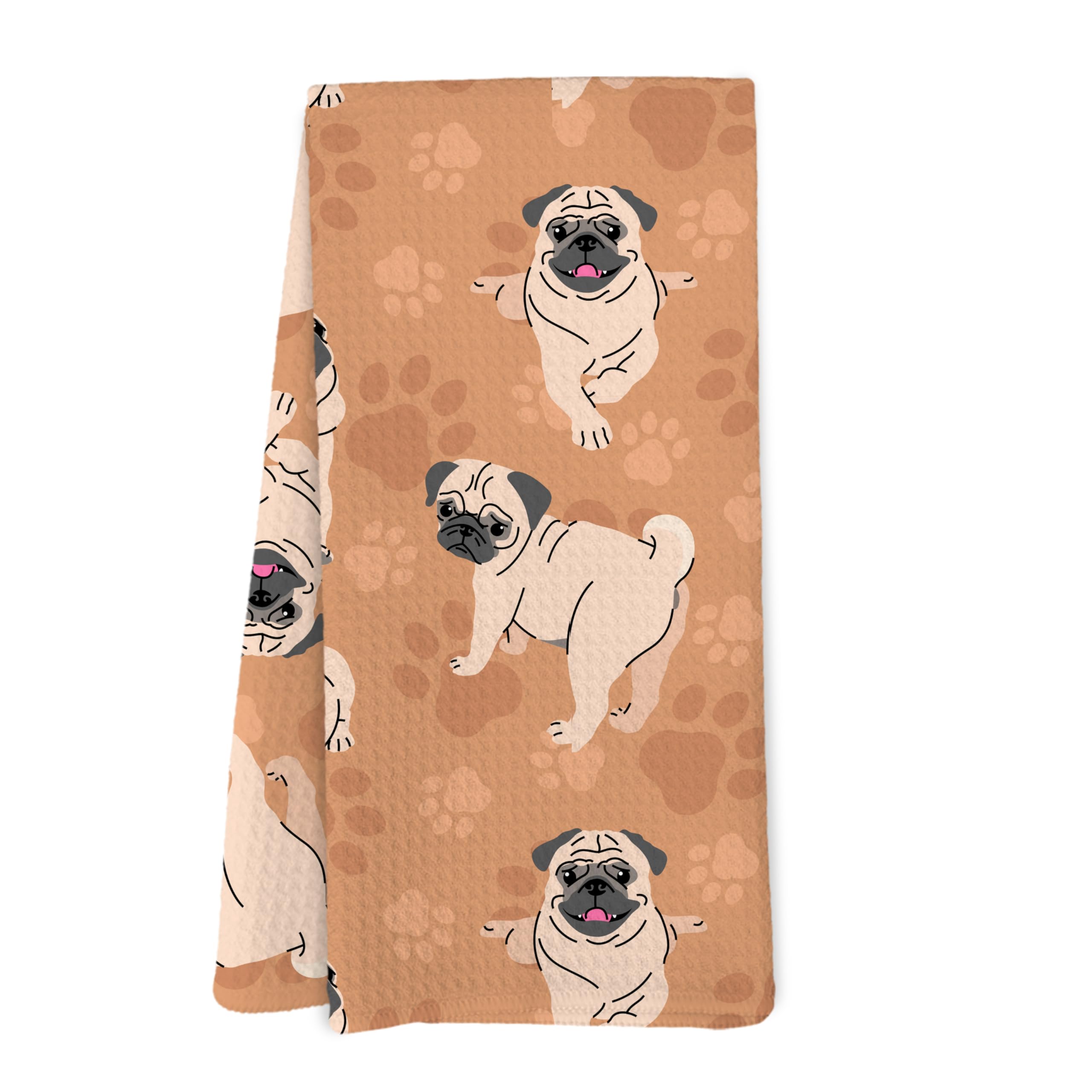 Yorhifa Dog Kitchen Towels, Pug Dish Hand Tea Towels for Kitchen Decor, Dog Lover Gifts, 16x24inch