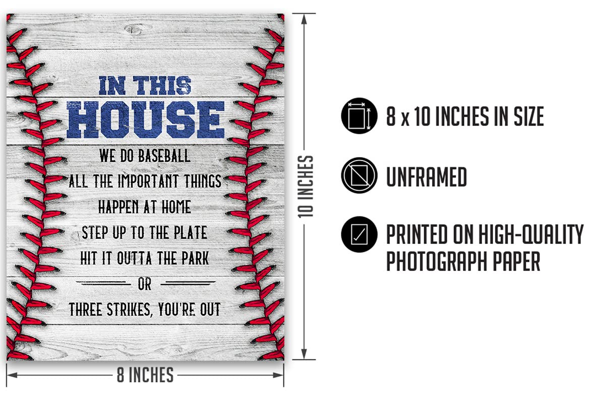 Govivo In This House We Do Baseball - Baseball Motivational Sports Quotes - Baseball Wall Art For Boys Bedroom, Baseball Coach G