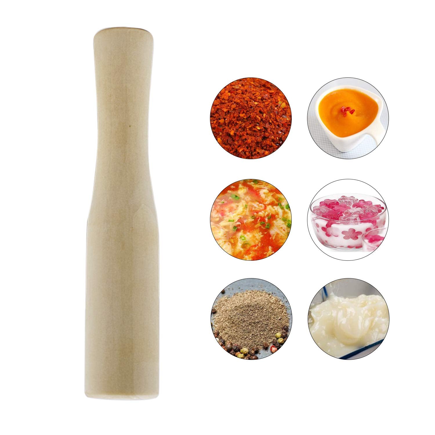 Lixiongbao Wooden Pestle Professional Artisan Hardwood Grinder Pestle Food Grinding Stick Spice Grinder Tool Kitchen Gadget For