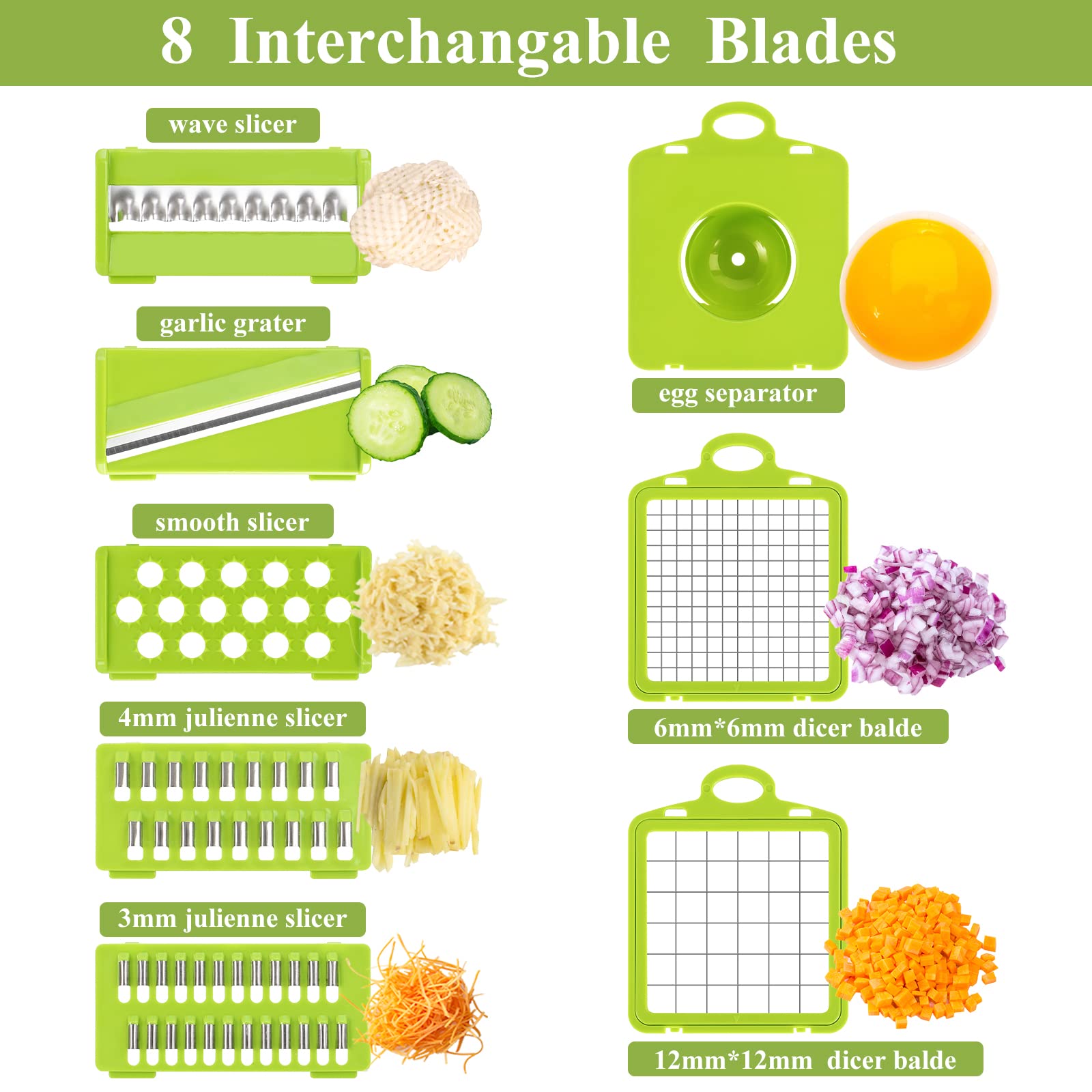 Vrjiszta 13 In 1 Kitchen Vegetable Chopper Slicer Dicer, Food Chopper/Cutter, Veggie Chopper With 8 Blades, Storage Container Fo