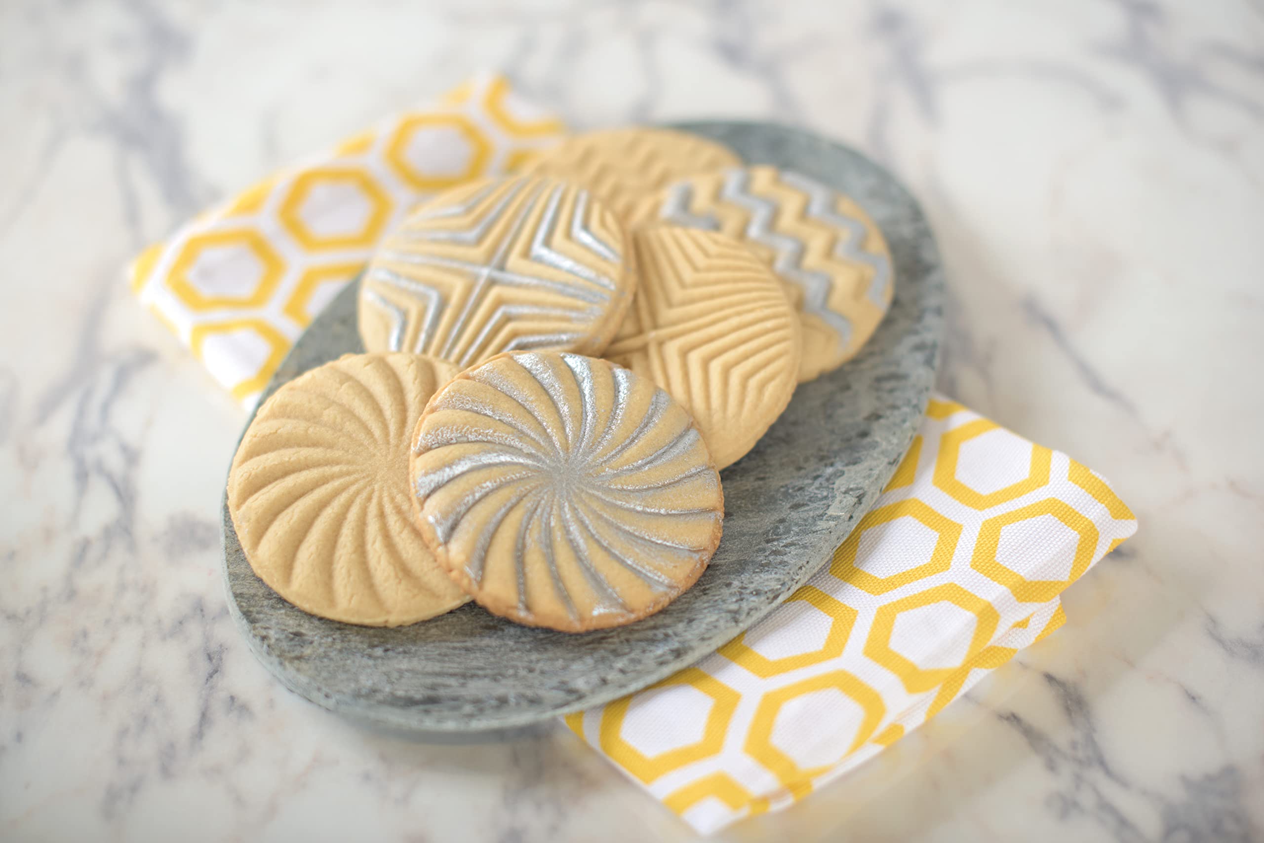 Nordic Ware Geo Cast Cookie Stamps, Aluminum, Silver, 3x2.8x3.38, Model 01245