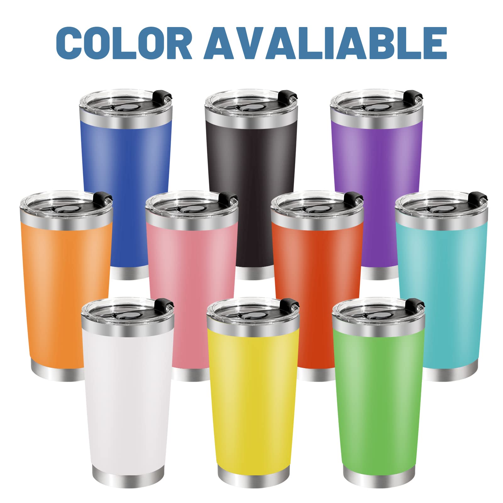 Personalized Tumbler with Text 9 Designs 10 Colors - Vacuum Insulated Travel Tumbler with Lid & Straw 20 Oz Custom Birthday Chri