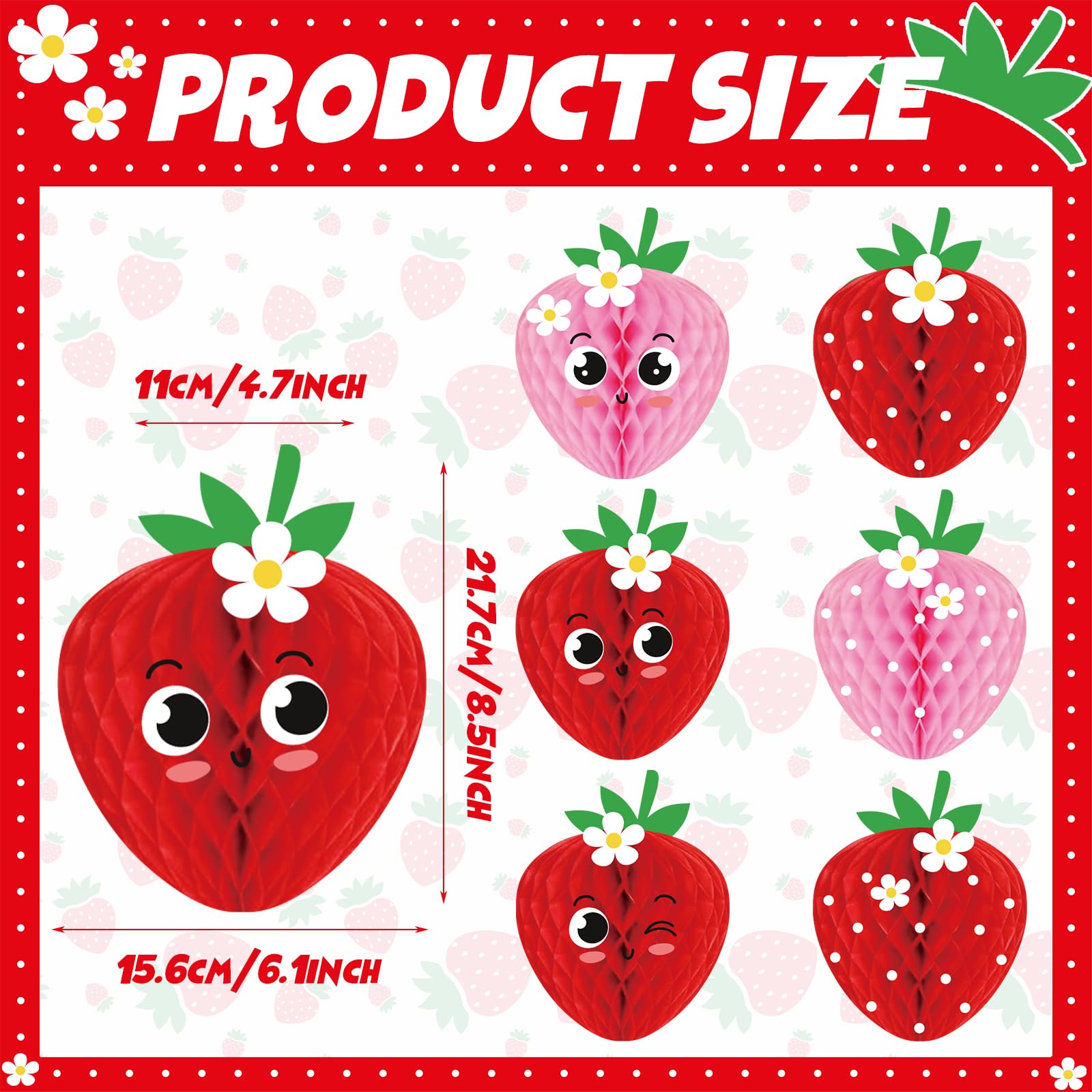 Willbond 9 Pcs Strawberry Honeycomb Balls Strawberry Birthday Party Supplies Favors Strawberry Table Centerpieces Tissue Paper H