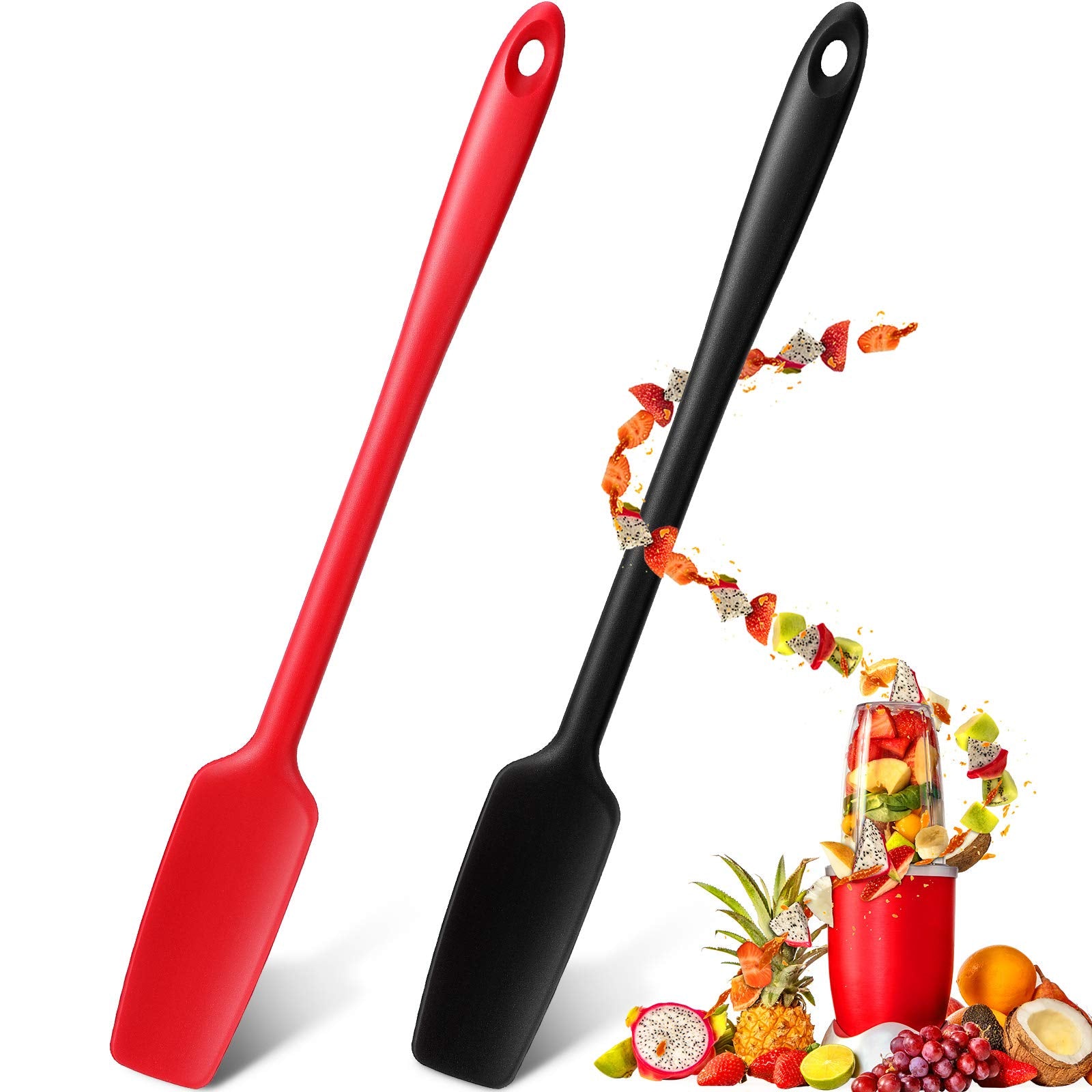 Long Handle Silicone Jar Spatula Kitchen Scraper Spatula Non-Stick Rubber Scraper Silicone Scraper For Jars, Smoothies, Blenders