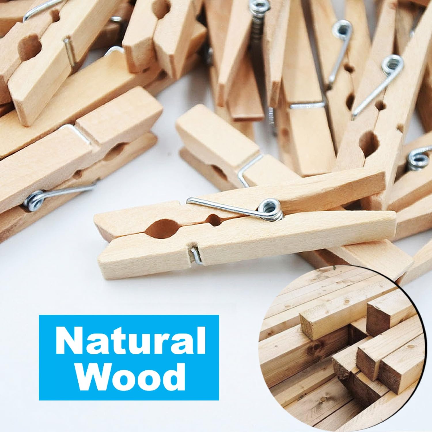 Senseyo 100 Pcs 2.9 Inch Wooden Clothespins Clips For Hanging Clothes, Craft, Home