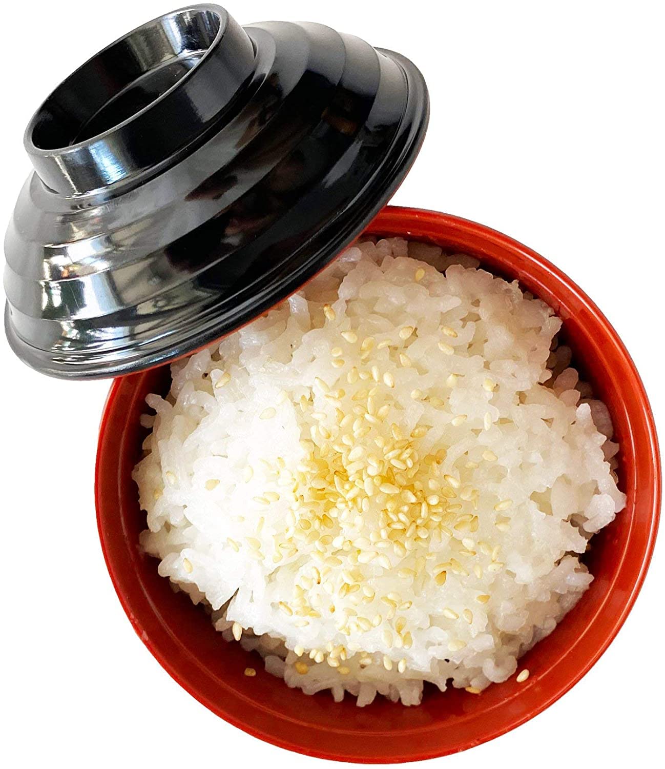 JapanBargain 3422  Japanese Style Soup Bowl with Lid and Spoon Set Miso Soup Bowl Rice Bowl Snack Bowl Dessert Bowl Appetizer Bowl  Black and Red Color  11 oz  1 Pack