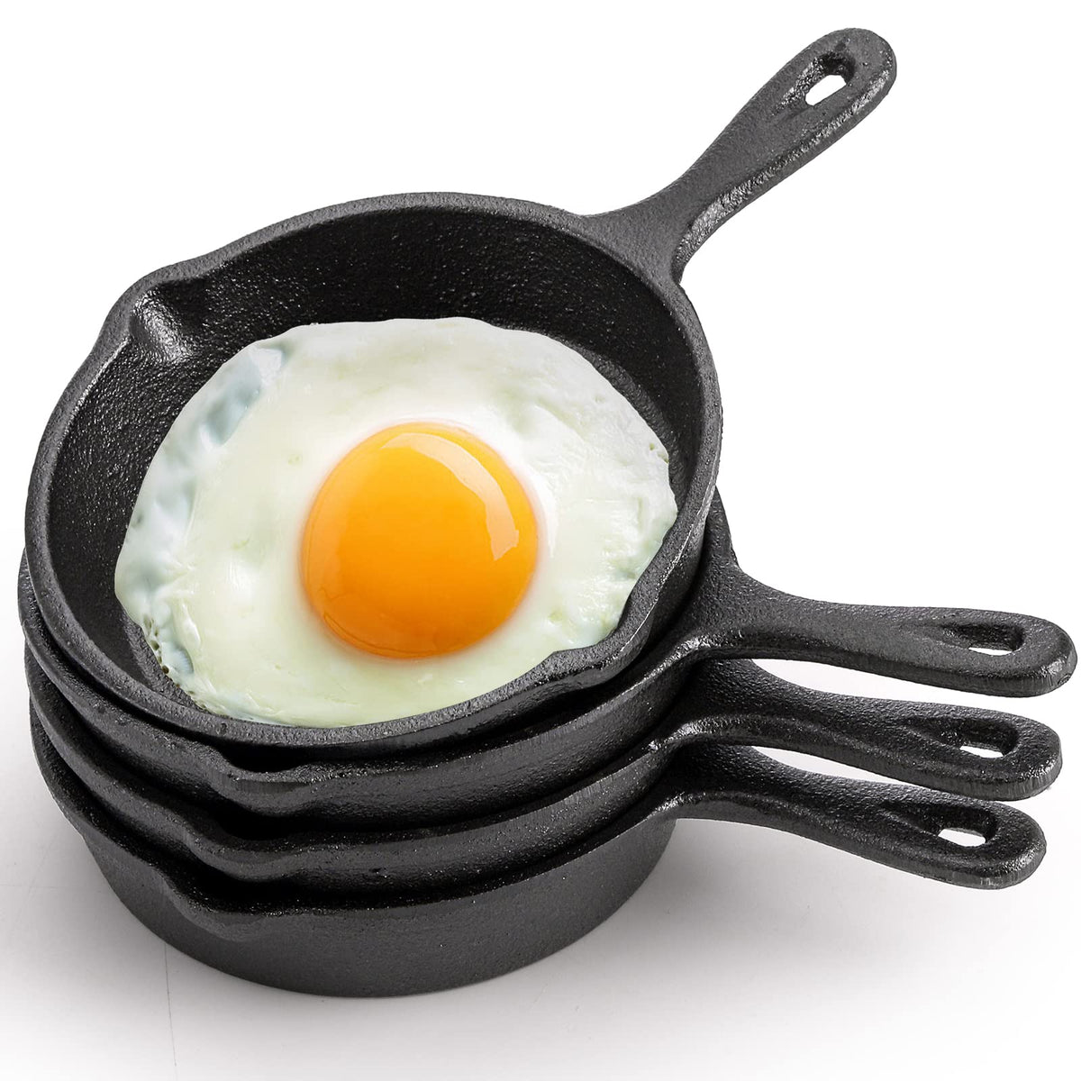 Hiceeden 4 Pack Mini Cast Iron Skillet, 4'' Small Frying Pans With Double Drip-Spouts For Stove, Oven, Grill Safe, Indoor And Ou