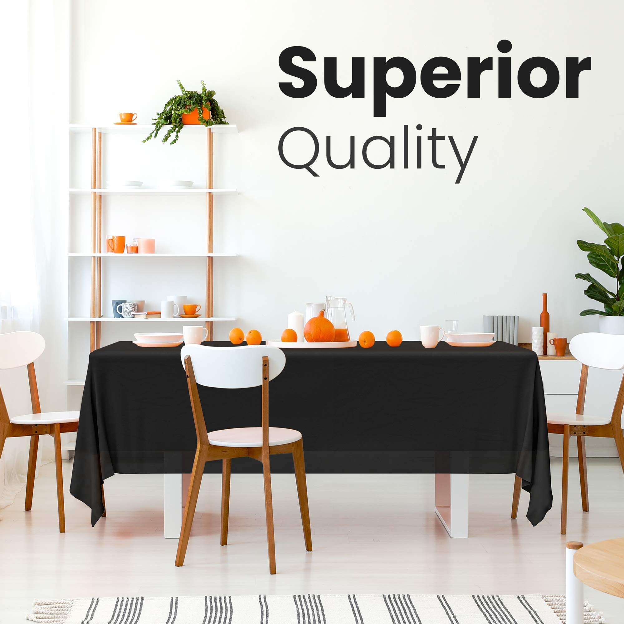 14 Pack Black 54 X 108 In. Rectangle Disposable Plastic Tablecloths - Smooth Decorative Covers For Parties, Weddings