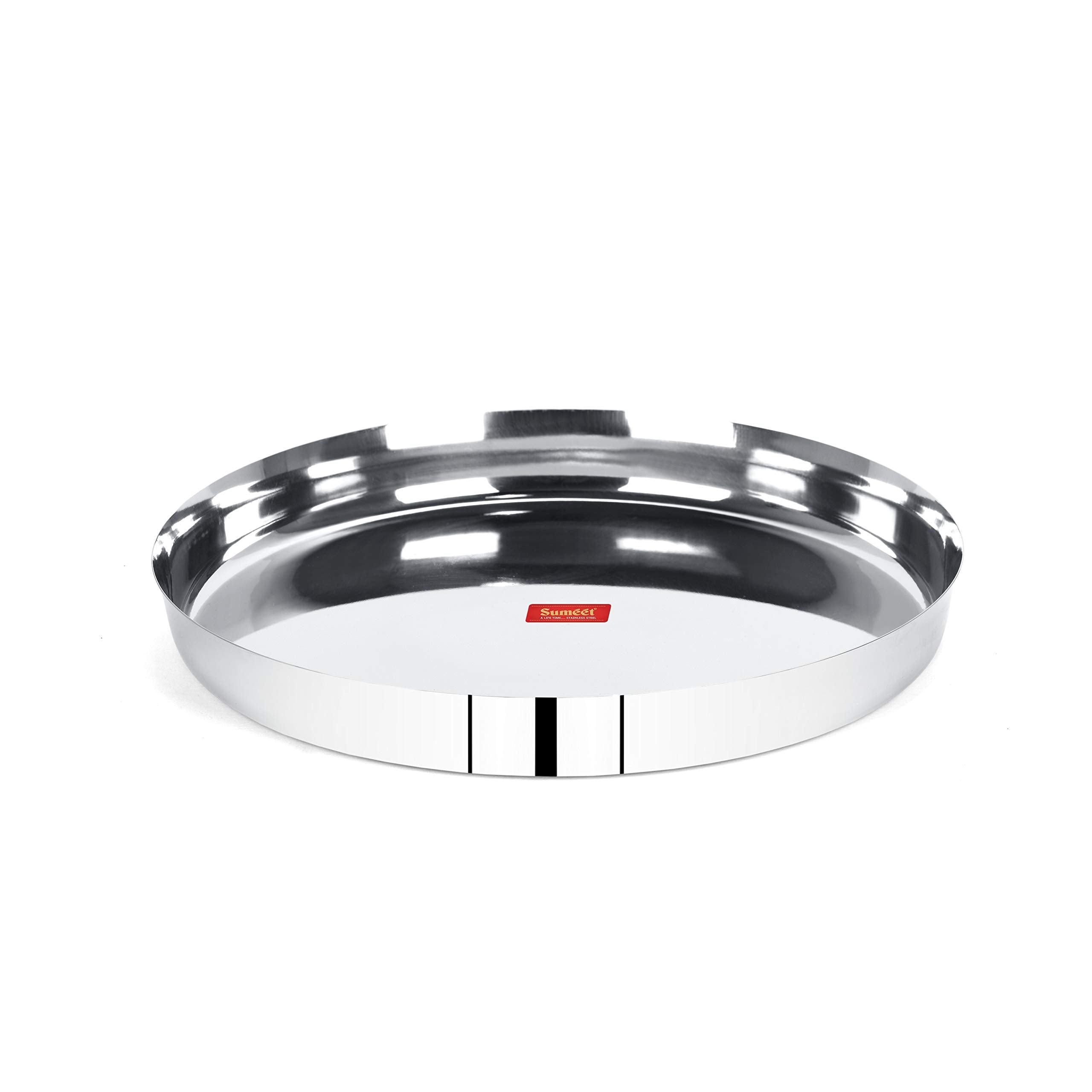 Sumeet 22 Gauge Stainless Steel Traditional Dinner Plate/Thali 28.5Cm (2Ltr)  1 Pc
