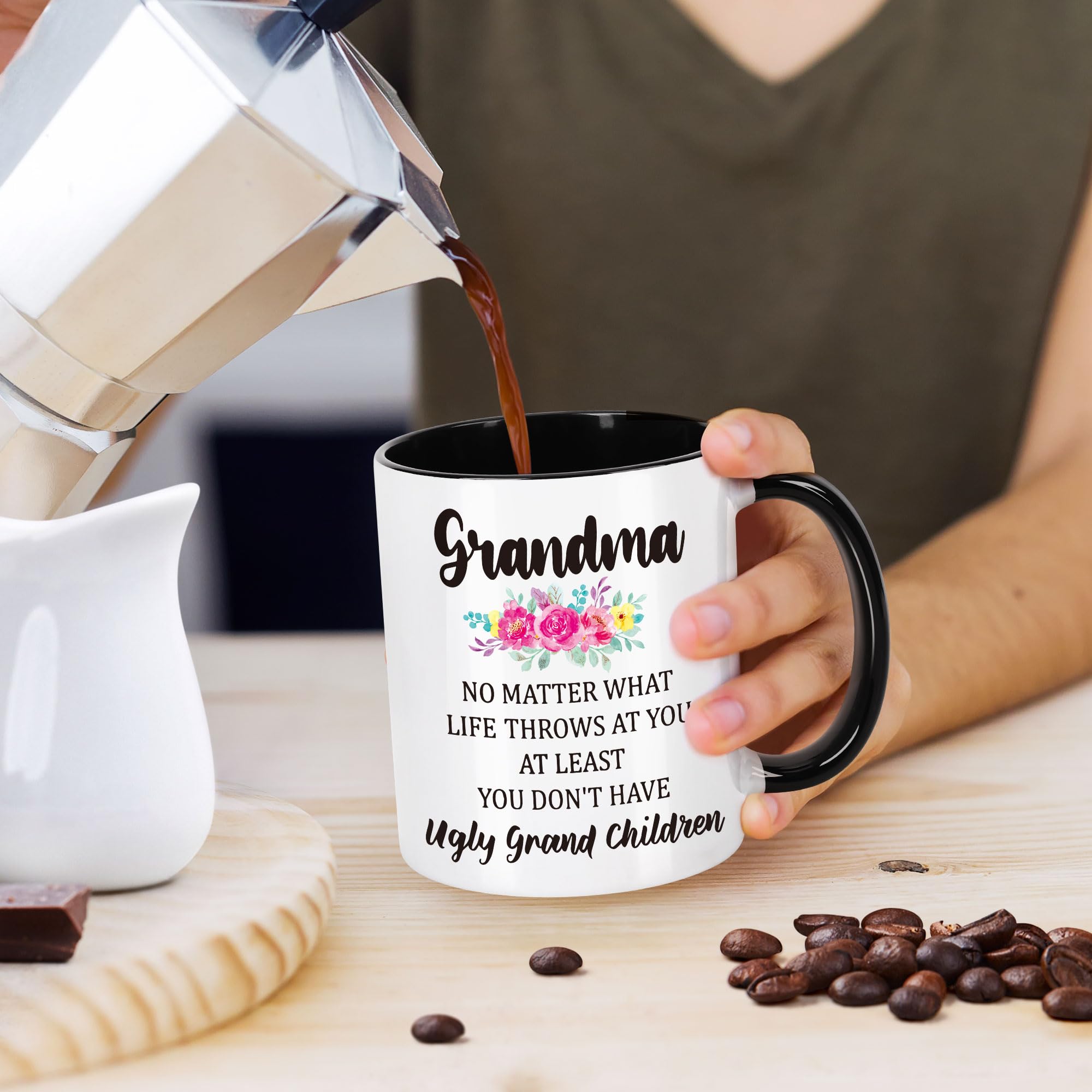 LEJIAJINW Gifts for Grandma Mothers Day Grandmother Gigi Nana Granny Grammy, Best Grandmother Ever Ceramic Mug, Funny Grandma Bi