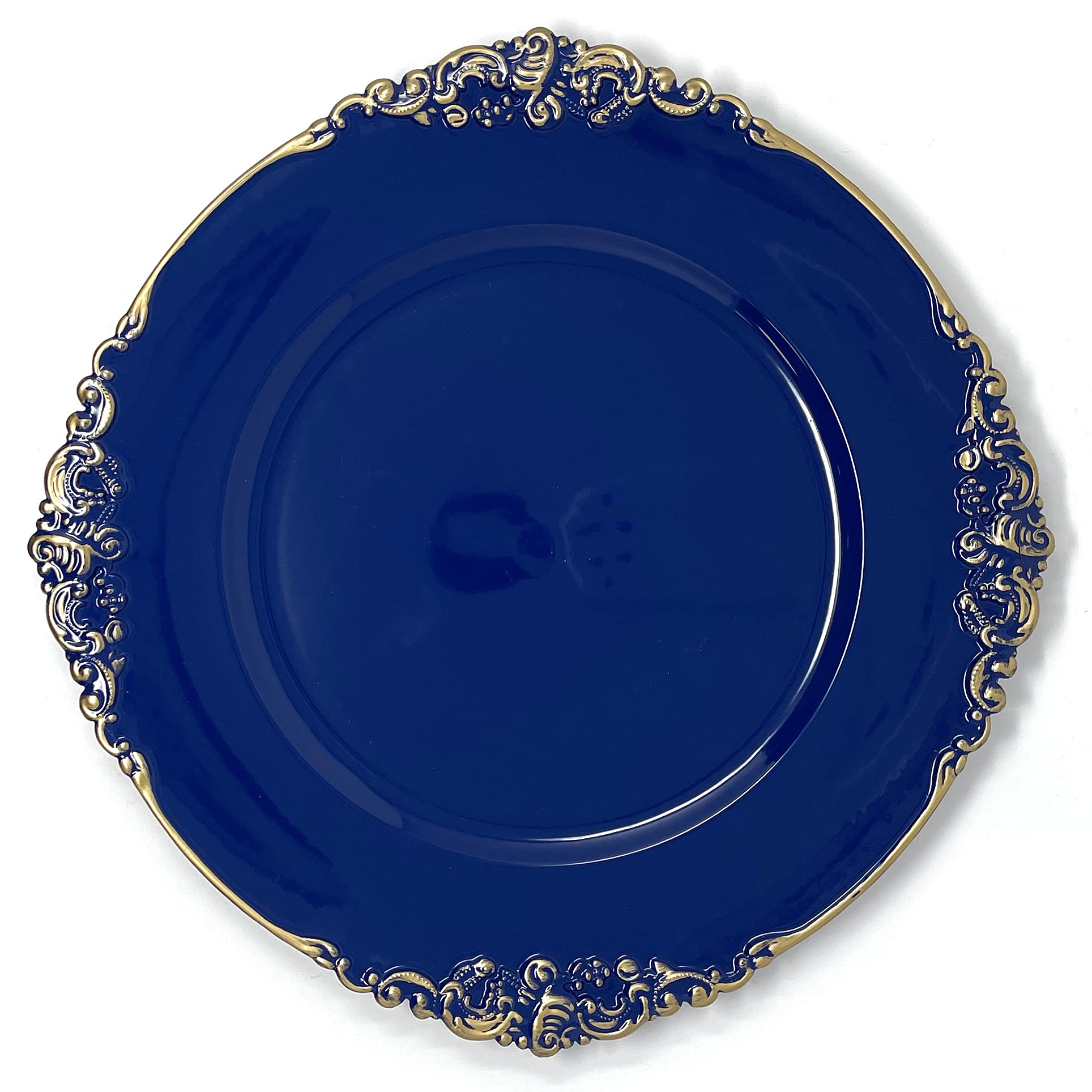 Allgala 13-Inch 6-Pack Heavy Quality Round Charger Plates-Floral Royal Blue-Hd80386