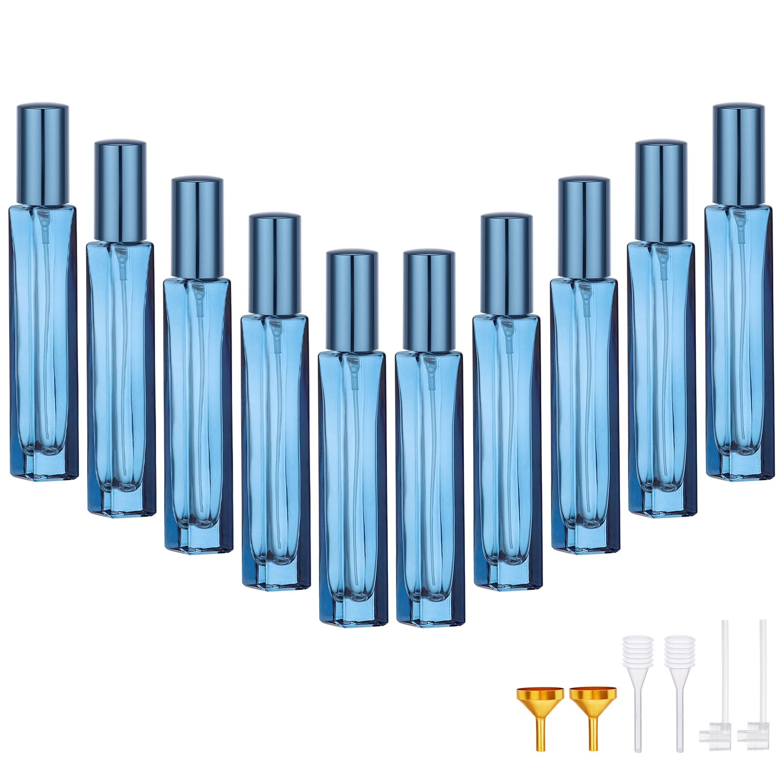 Segbeauty 0.34Oz Small Glass Perfume Spray Bottle Empty, 10Pcs 10Ml Atomizer Sprayer For Perfume Refill Bottles, Dark Blue Colog