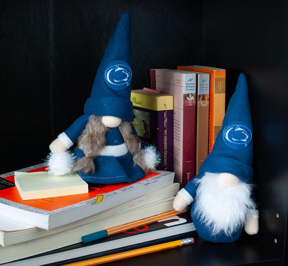 Penn State University Nittany Lions Set of 2 Plush Gnome Christmas Tree Ornaments by Hannas Handiworks - Fan/Cheerleader Holiday