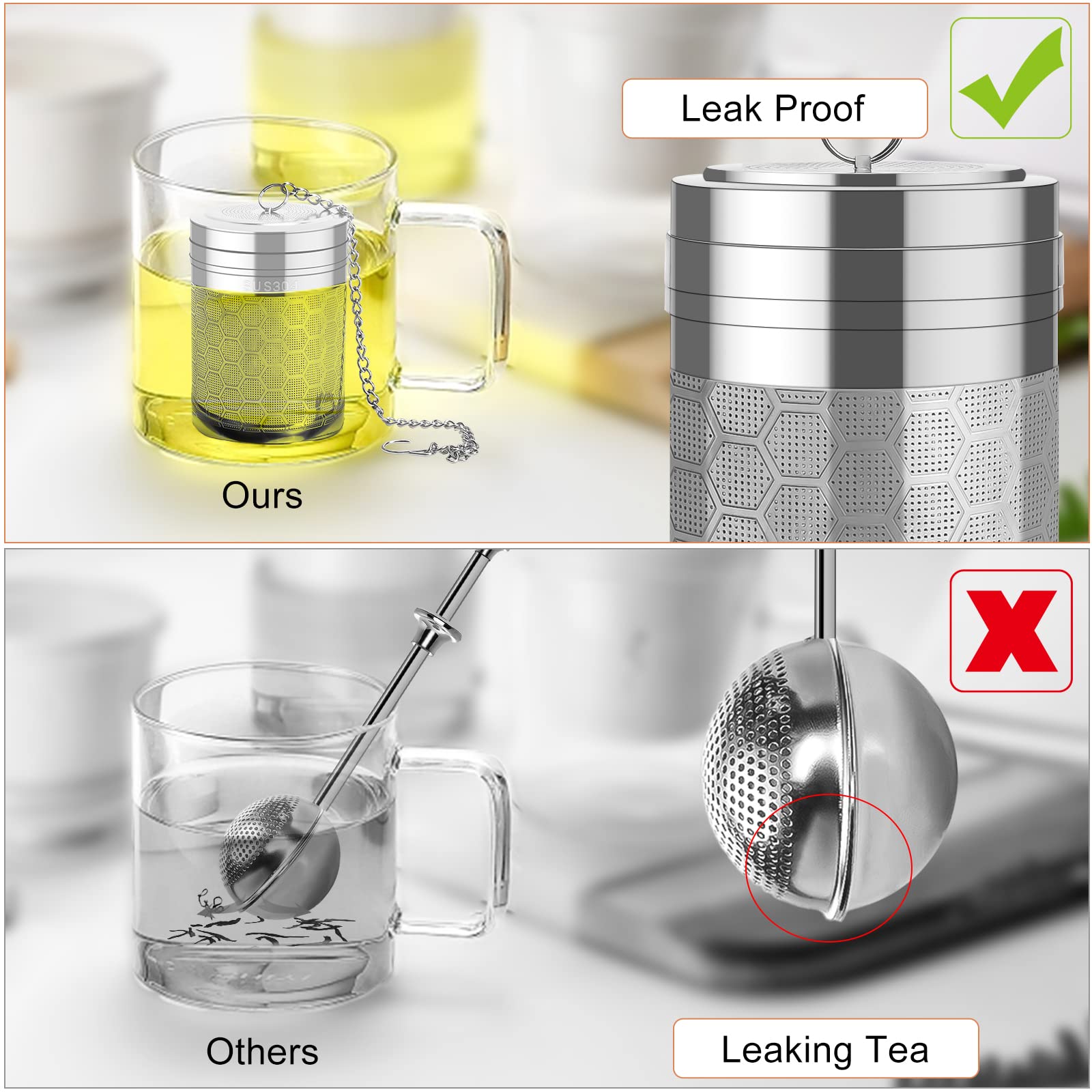 Numola Large Tea Infusers For Loose Tea, Extra Fine Mesh Large Tea Strainer For Spice Cooking, 304 Stainless Steel Tea With Exte
