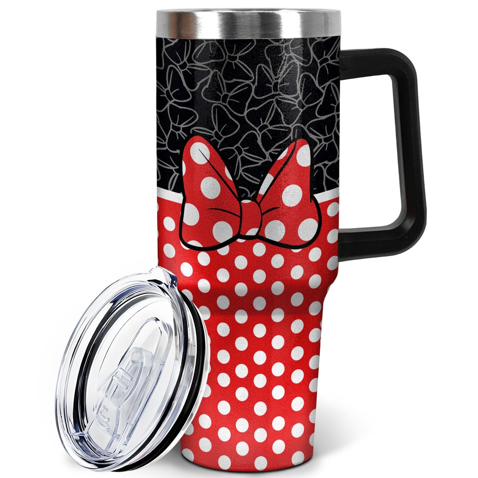 Sunmdecor 40 Oz Tumbler with Handle and Silicone Straws, Coffee Insulated Tumbler with Handle, 40oz tumbler with handle