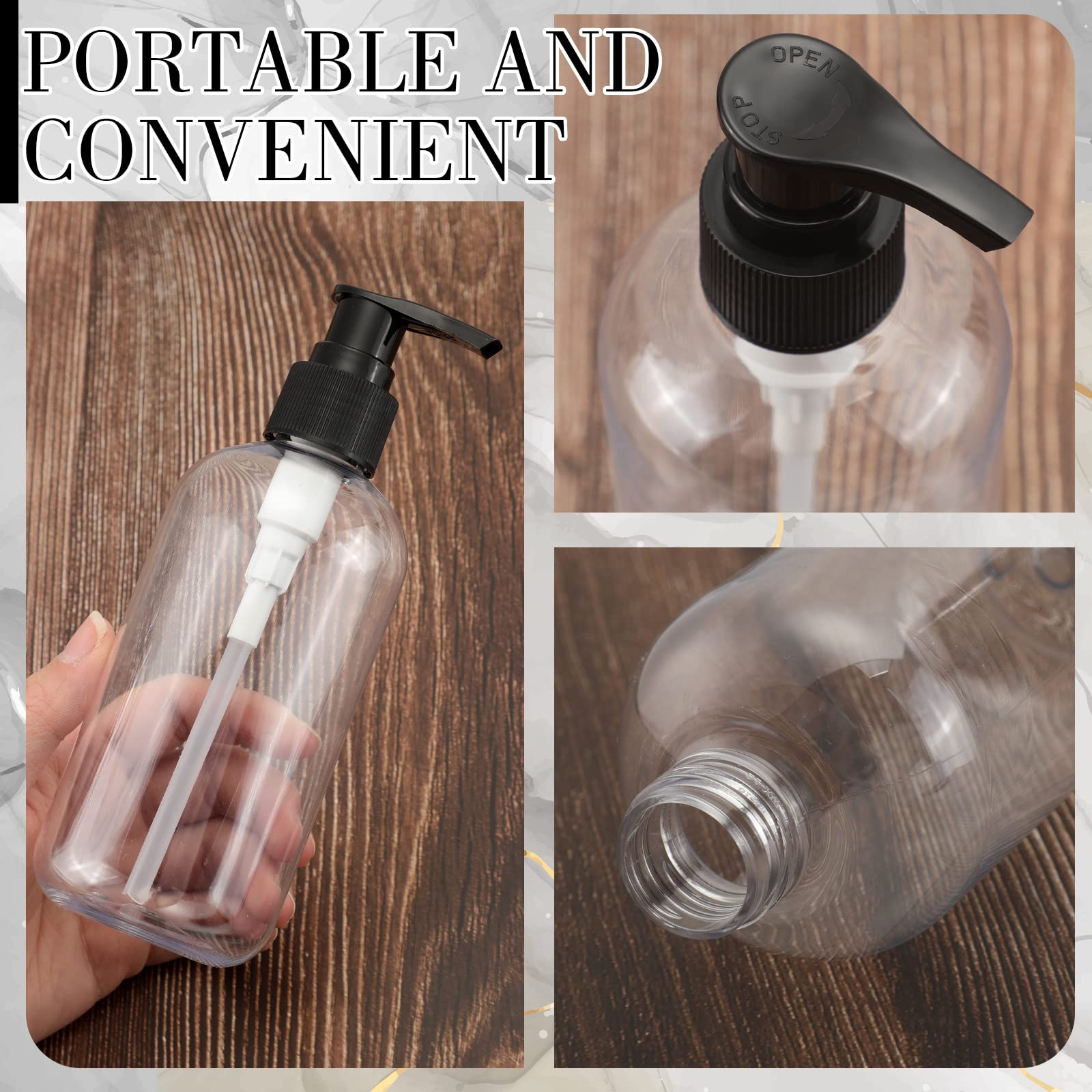 Norme 40 Pieces Empty Pump Bottle 8 Oz Clear Refillable Plastic Bottles With Pump Dispenser Travel Lotion Container For Shampoo
