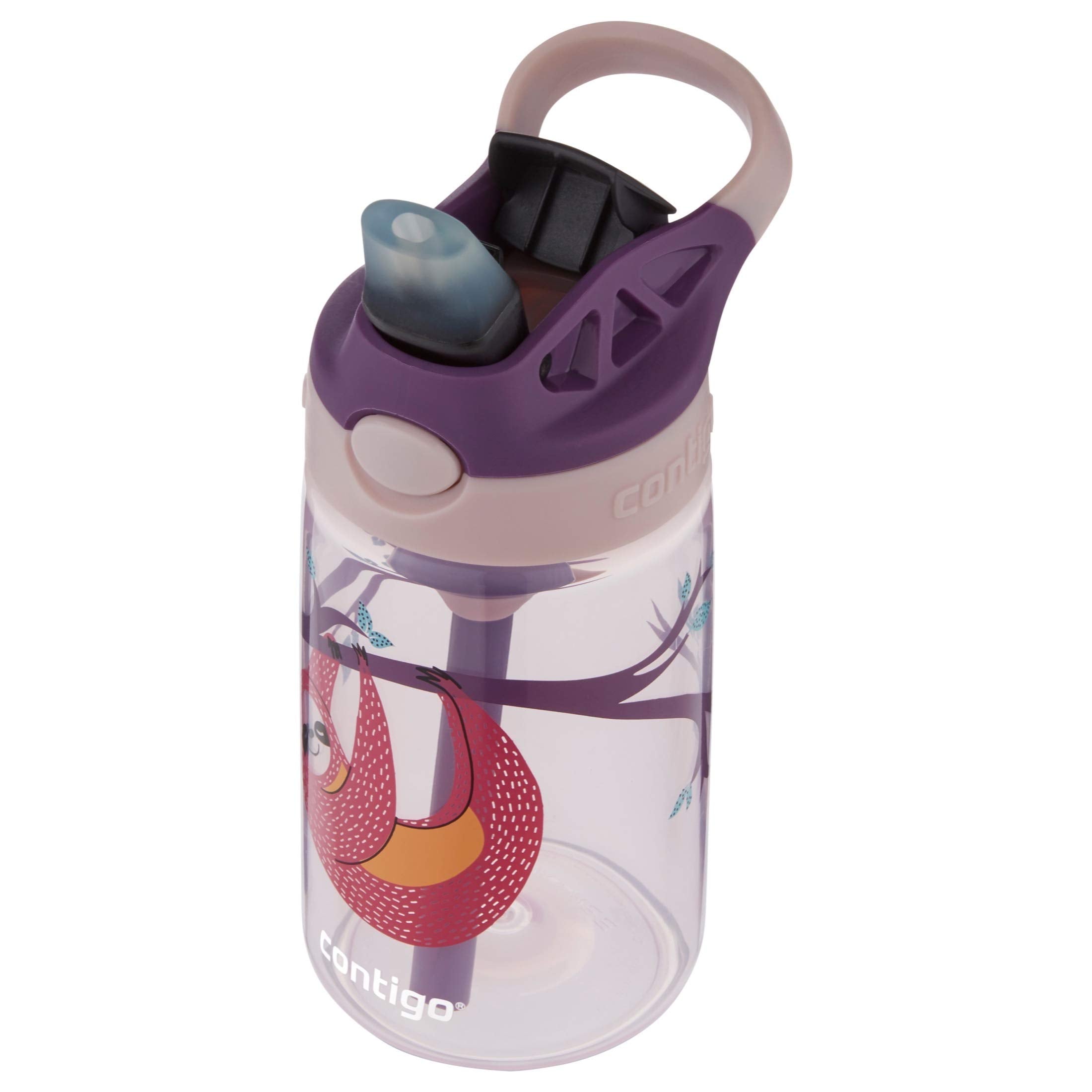 Contigo Aubrey Kids Cleanable Water Bottle With Silicone Straw And Spill-Proof Lid, Dishwasher Safe, 14Oz, Sloth