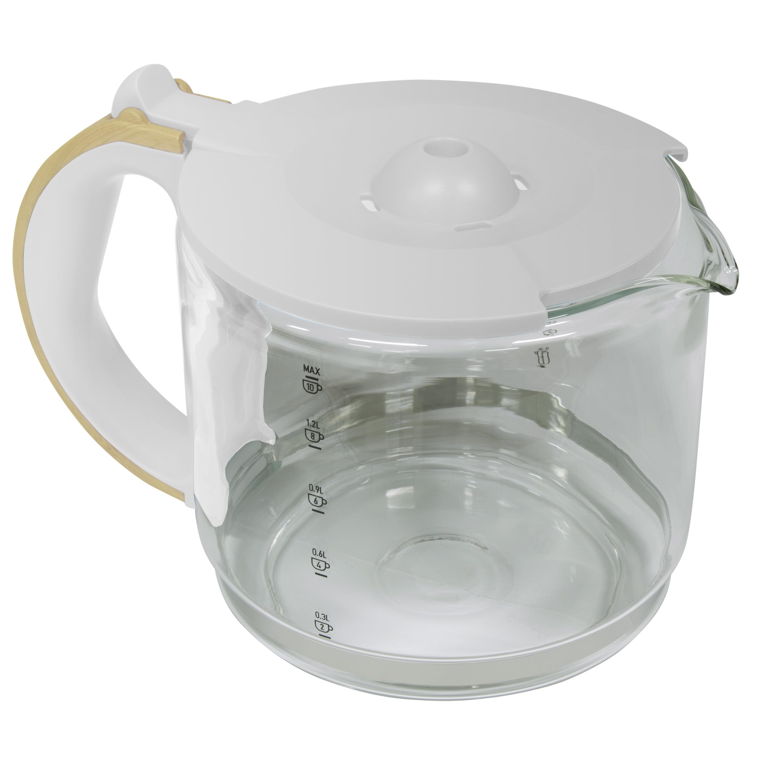 10-Cup Replacement Glass Carafe Pot with Lid for Dorchester Coffee Maker, Matte White