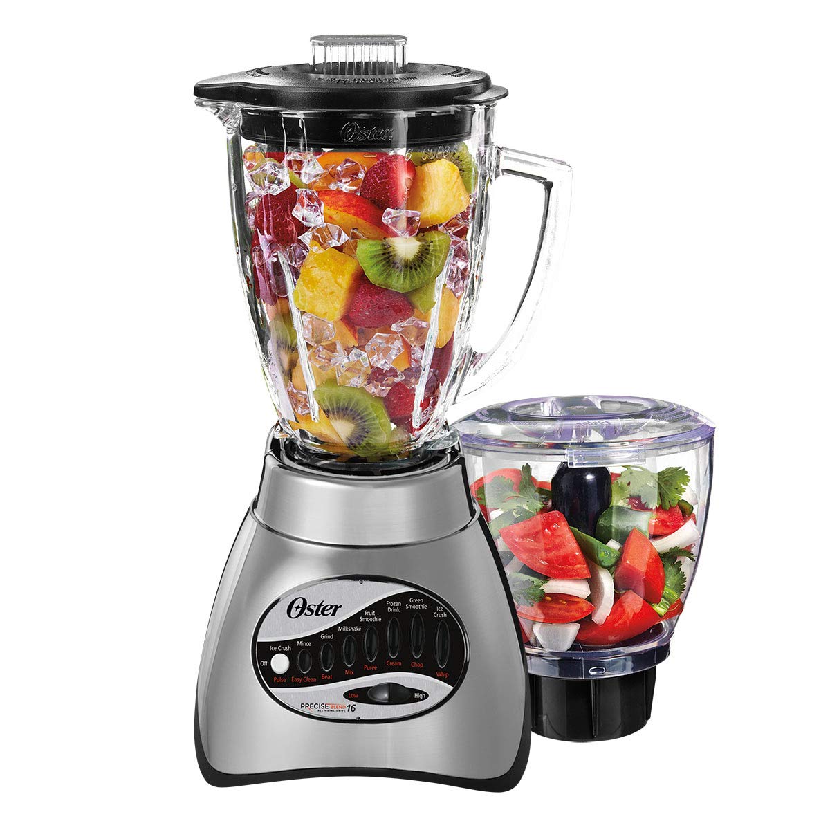Oster Core 16-Speed Blender With Glass Jar, Black, 006878. Brushed Chrome , 40 Ounce