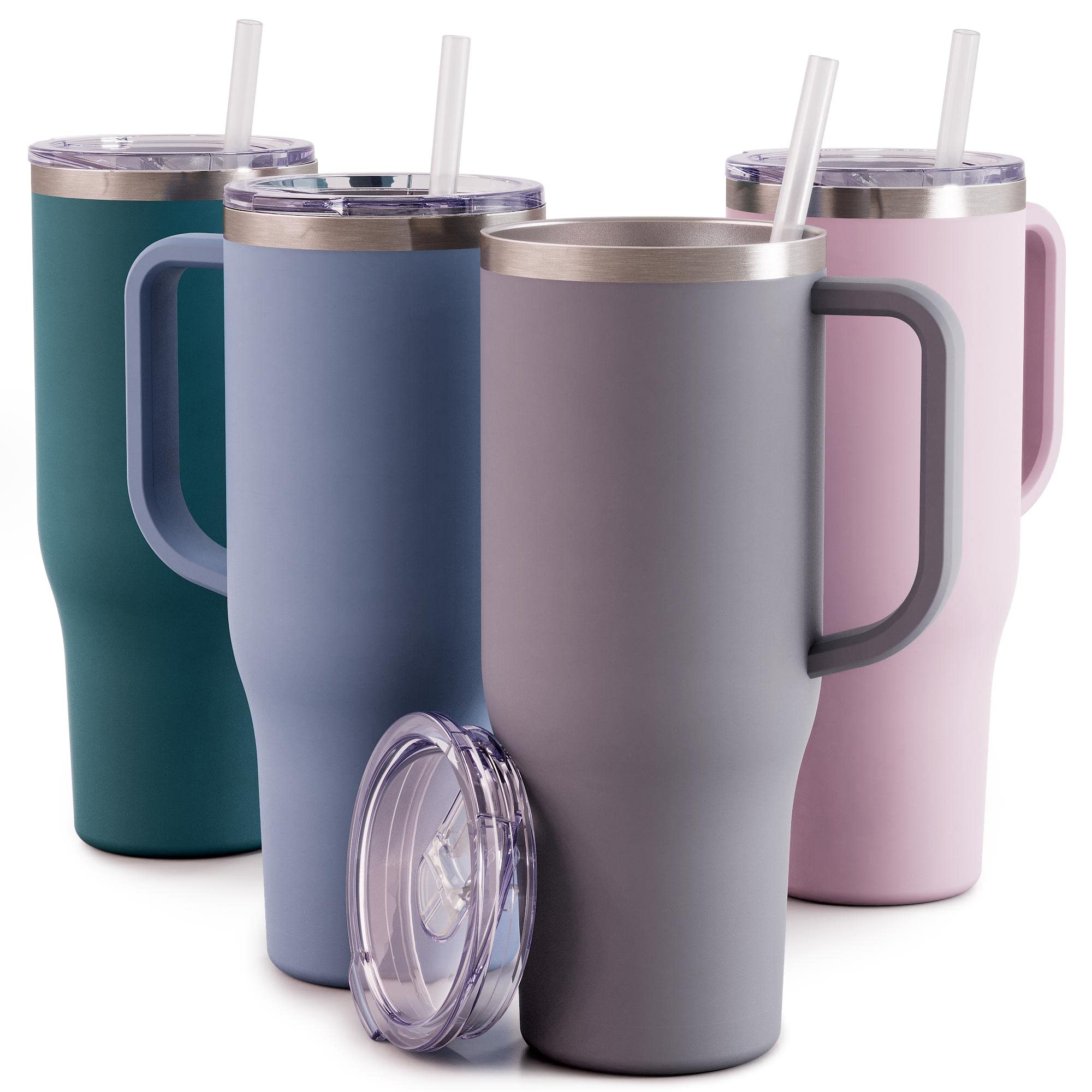 Maars Charger 40oz Insulated Travel Mug Tumbler with Handle | Double Wall Vacuum Sealed Stainless Steel Cup w/Straw and Lid - Vo