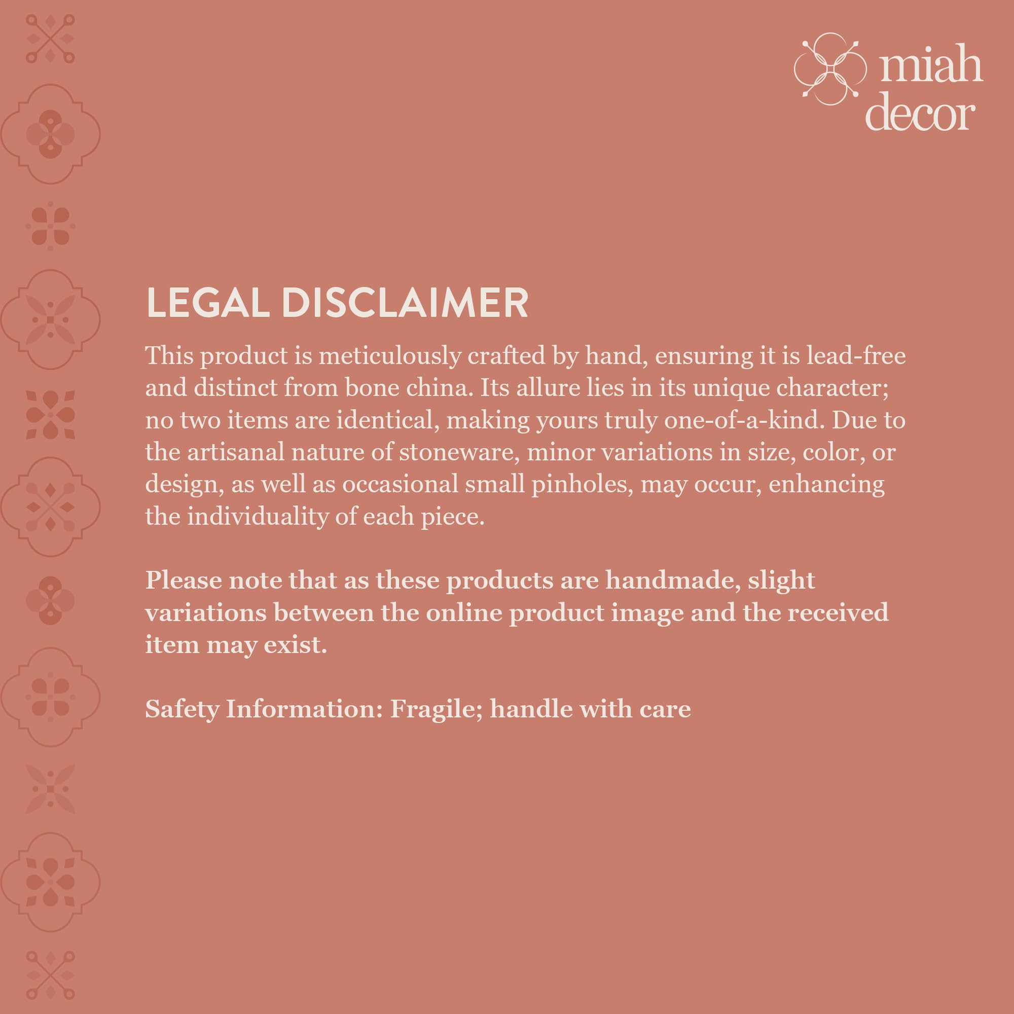 Miah Decor Ceramic Quarter Plates Snack Plates Set Of 4 Handcrafted Stoneware Off-White With Brown Rim & Grains Serving Platter