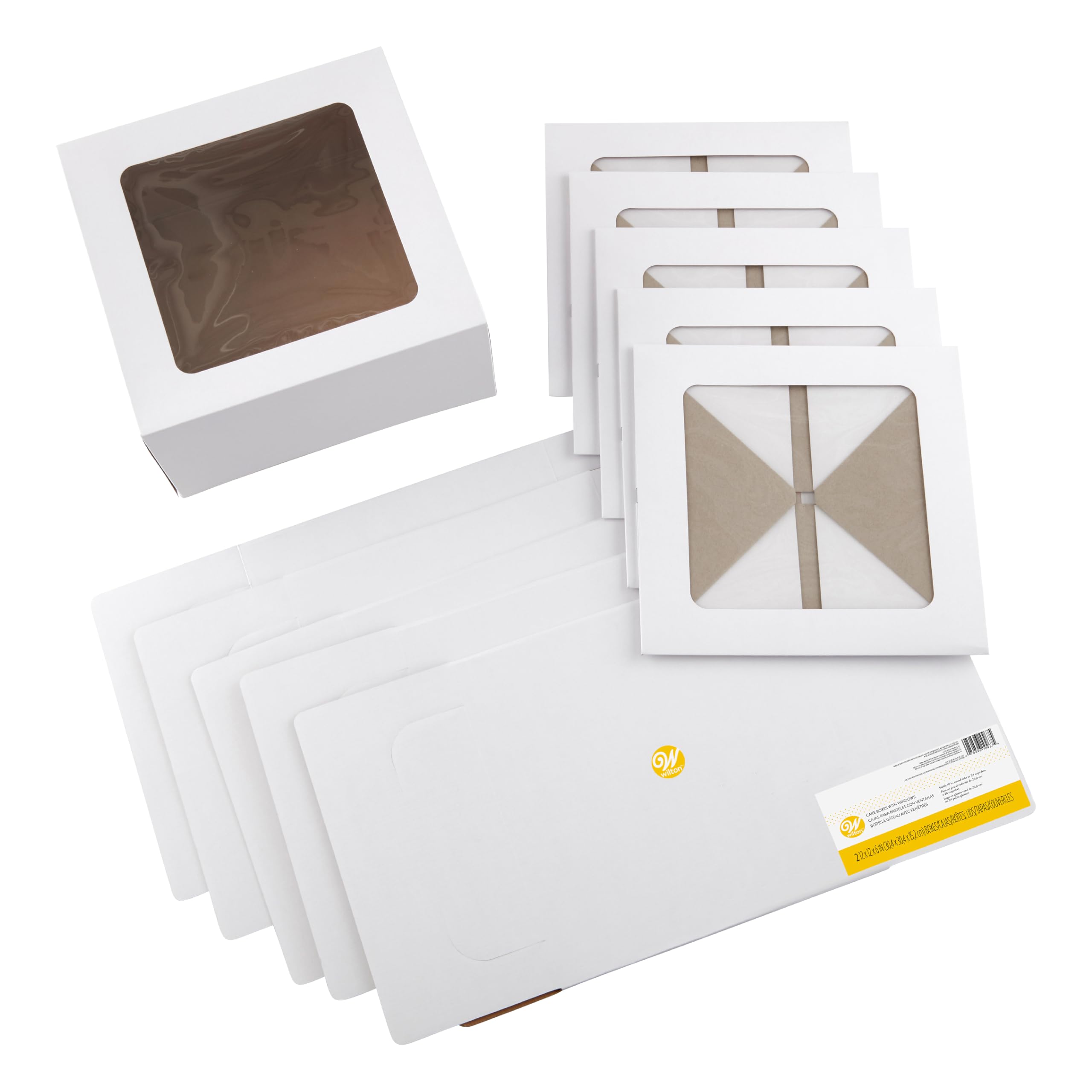 Wilton 12-Inch Cake Boxes With Windows For 10-Inch Cakes, White, Sturdy Cardboard, 6-Count