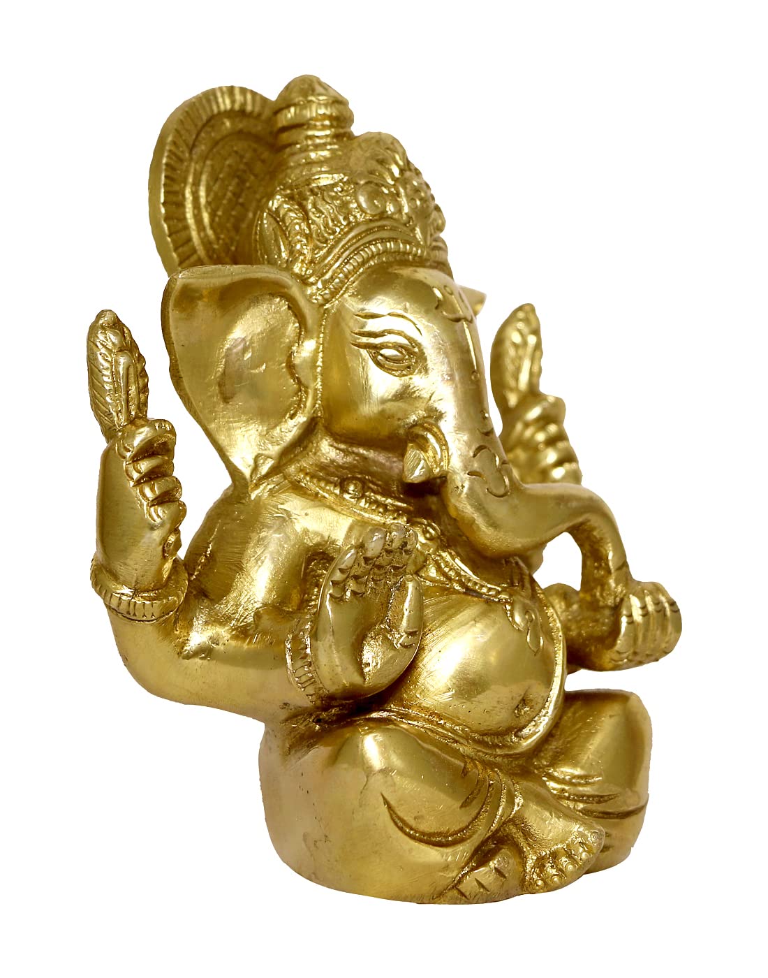 Racpree Brass Metal Statue Of Shri Ganesha Ganpati Murti For Home Entrance Decor Diwali Gift For Home & Office Yellow Size4.5