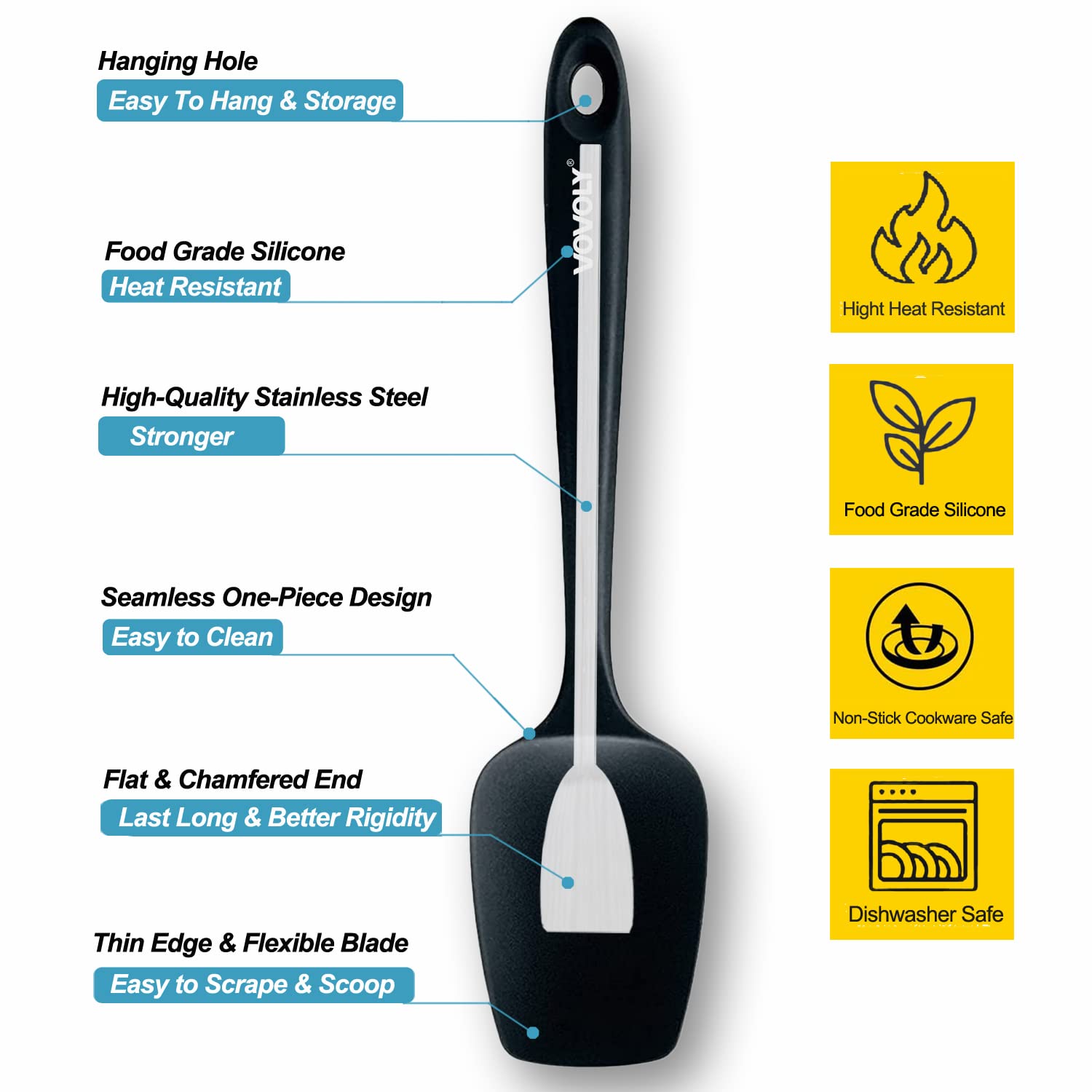Silicone Spatula Set, Heat Resistant Rubber Spoon Spatula With Seamless One Piece Design, Non-Stick Spoonula, Flexible Scrapers