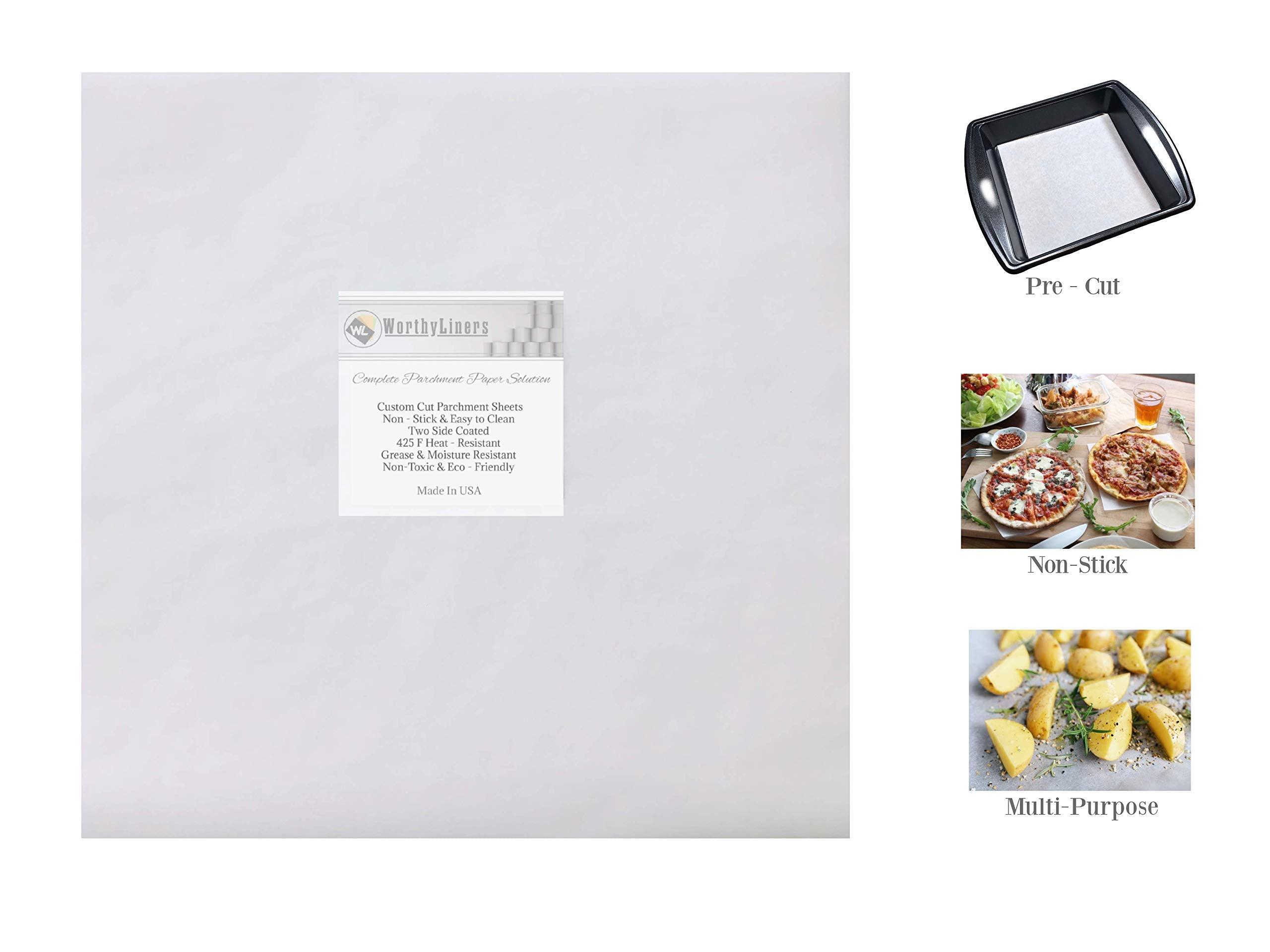 200 Pcs Parchment Paper Squares 9X9 Inch | Worthyliners Non-Stick Precut Baking Parchment, Perfect For Baking And Cooking