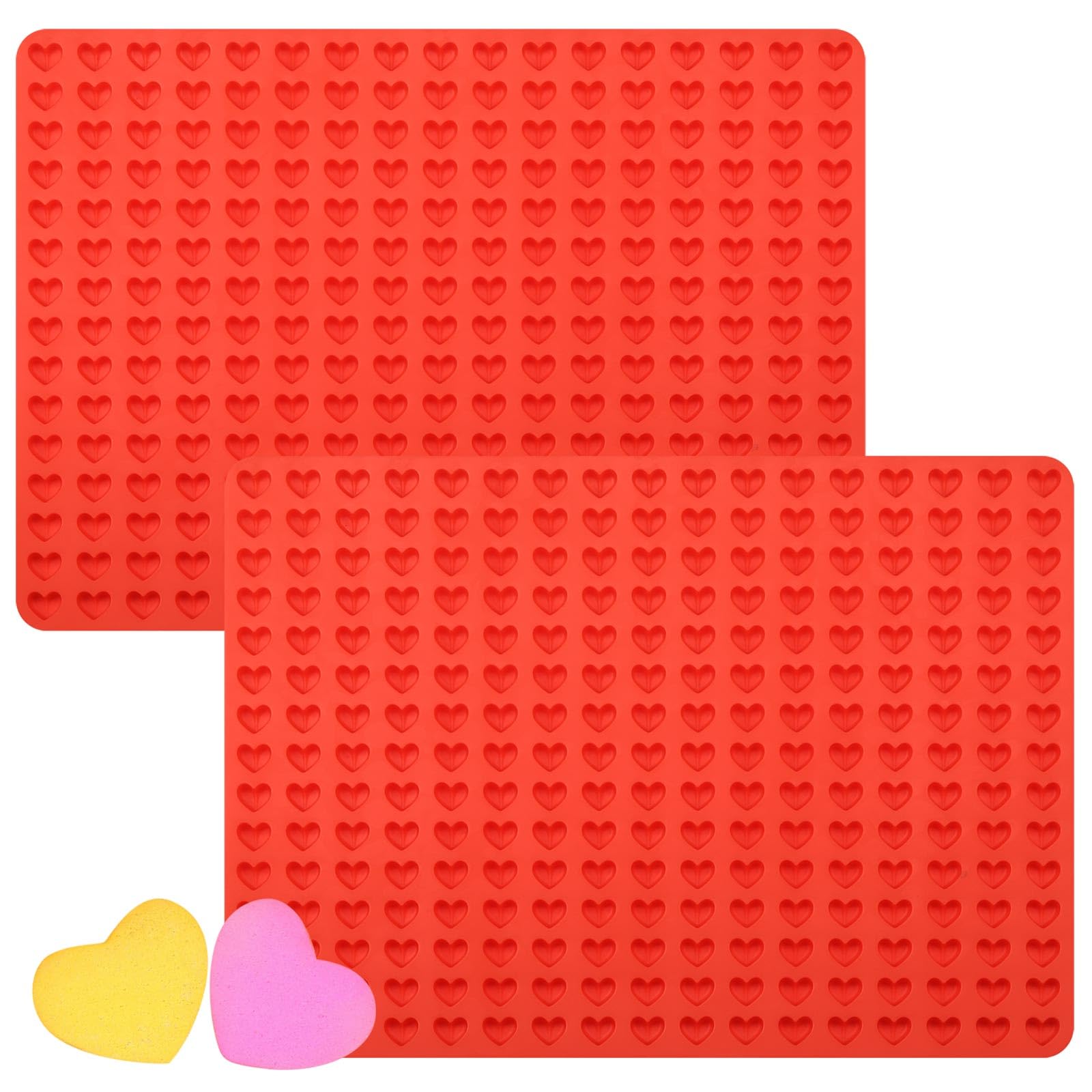 2 Pcs Mini Silicone Heart Molds, 255-Cavity Heart Shaped Chocolate Molds for Baking, Candy, Wax Melts Beads, Ice Cubes, Homemade
