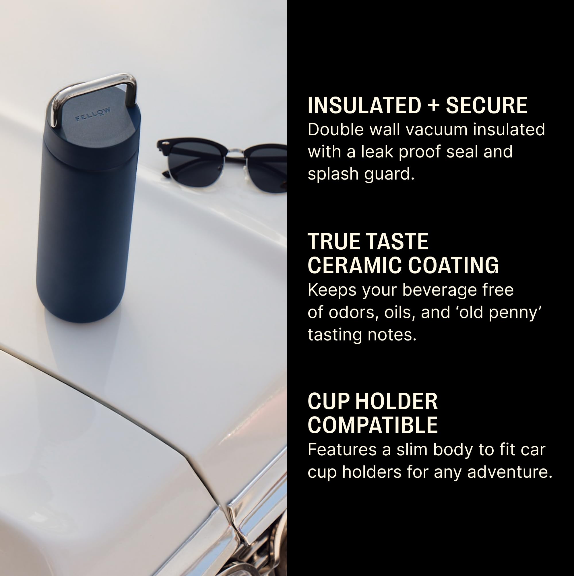 Fellow 20 Oz Carter Carry Vacuum Insulated Tumbler For Water, Tea, Coffee, Smoothies, & More - Stainless Steel - Keeps Heat For