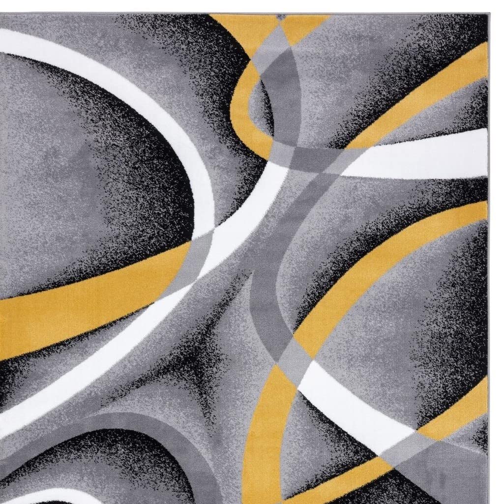 2305 Geometric Abstract Yellow 2x3 Area Rugs for Entryway