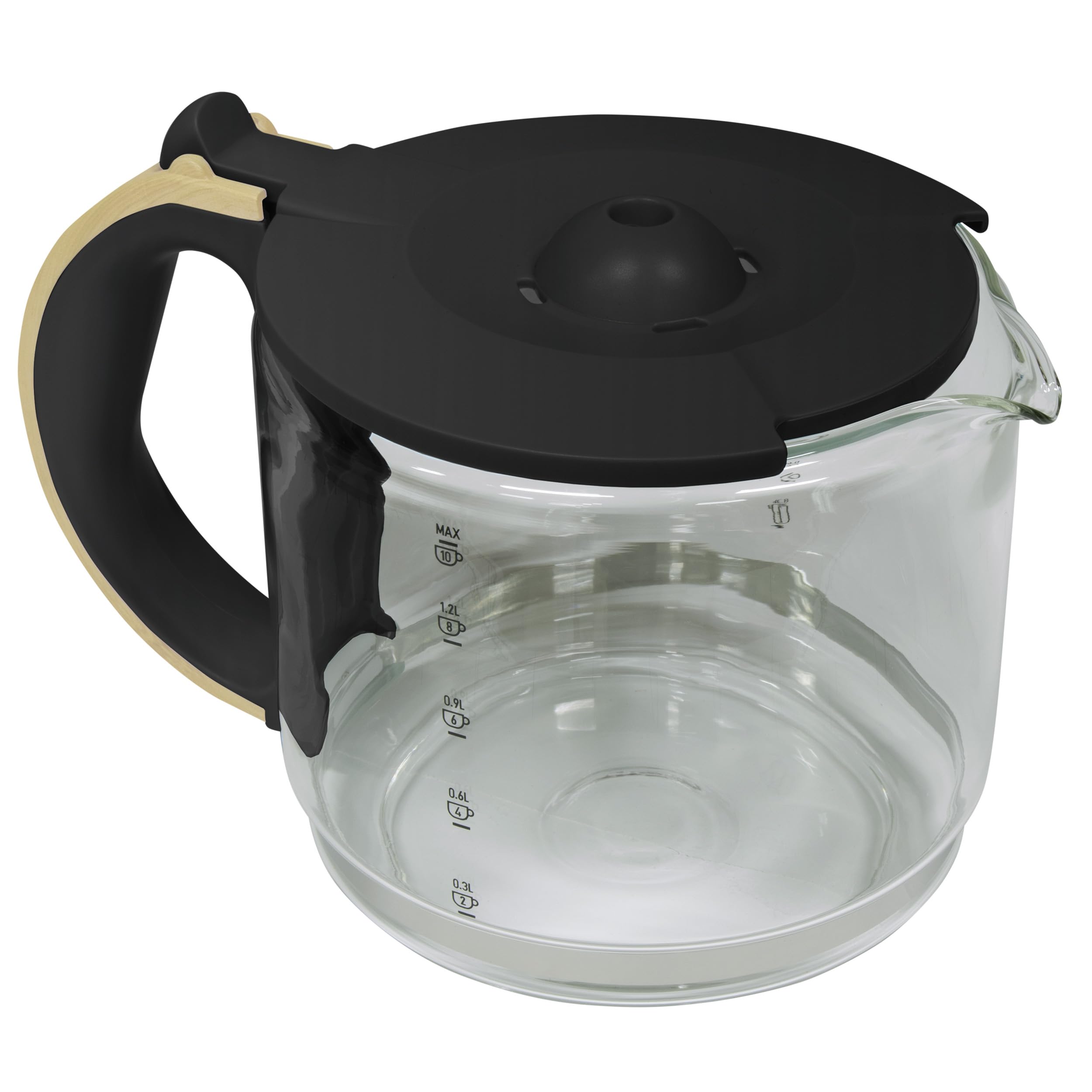 10-Cup Replacement Glass Carafe Pot with Lid for Dorchester Coffee Maker, Matte Black