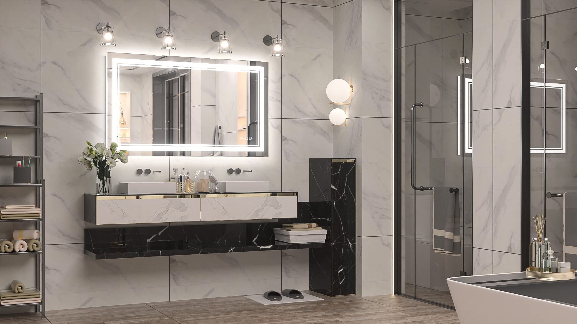 Keonjinn Led Bathroom Mirror 40    X 24    With Frontlit And Backlit, Stepless 3 Colors Temperature & Dimmable Vanity Mirror, Ul