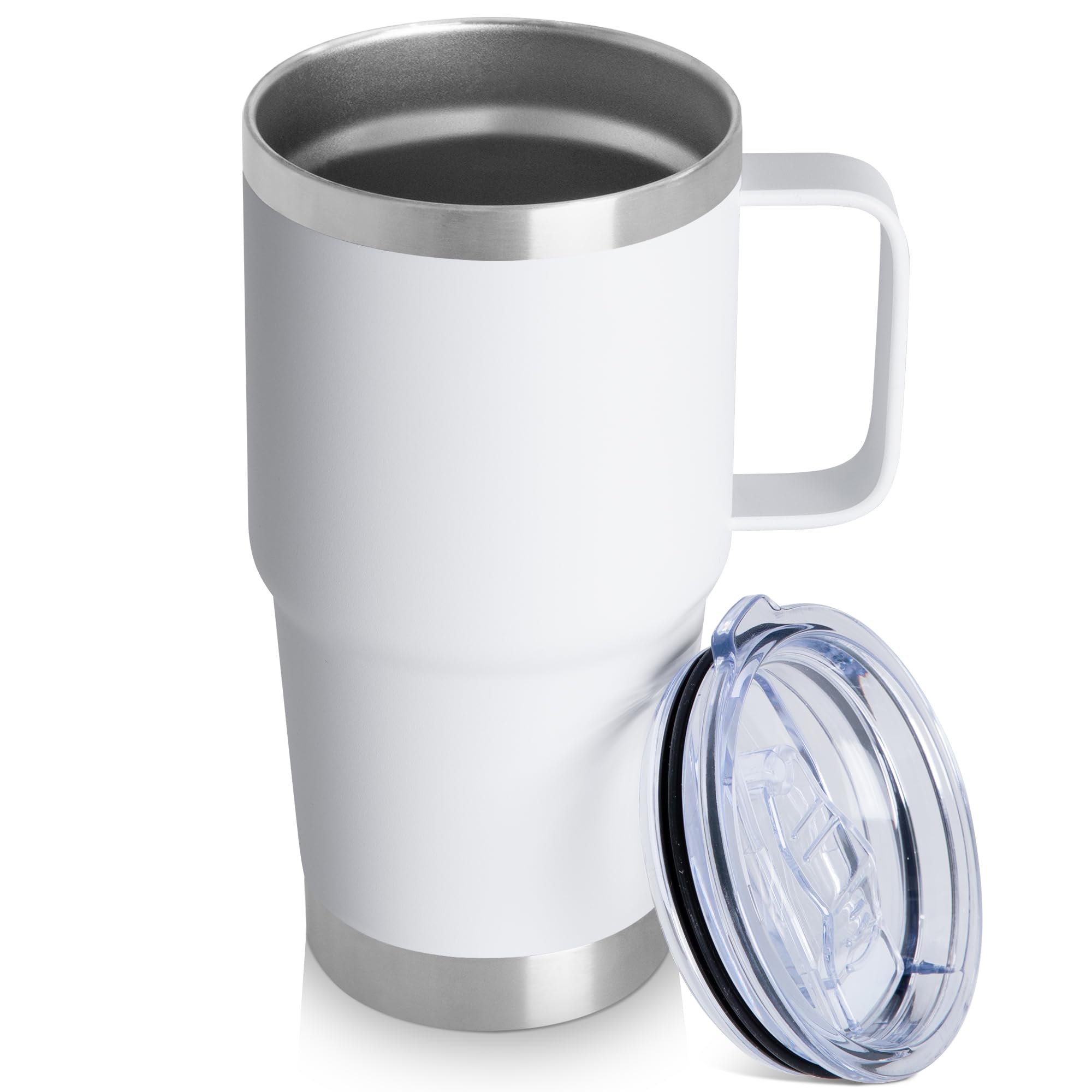 20oz Tumbler with Handle & Lid, Insulated Stainless Steel Travel Mug, Leakproof Cup for Coffee & Tea, BPAFree DoubleWall Vacuu