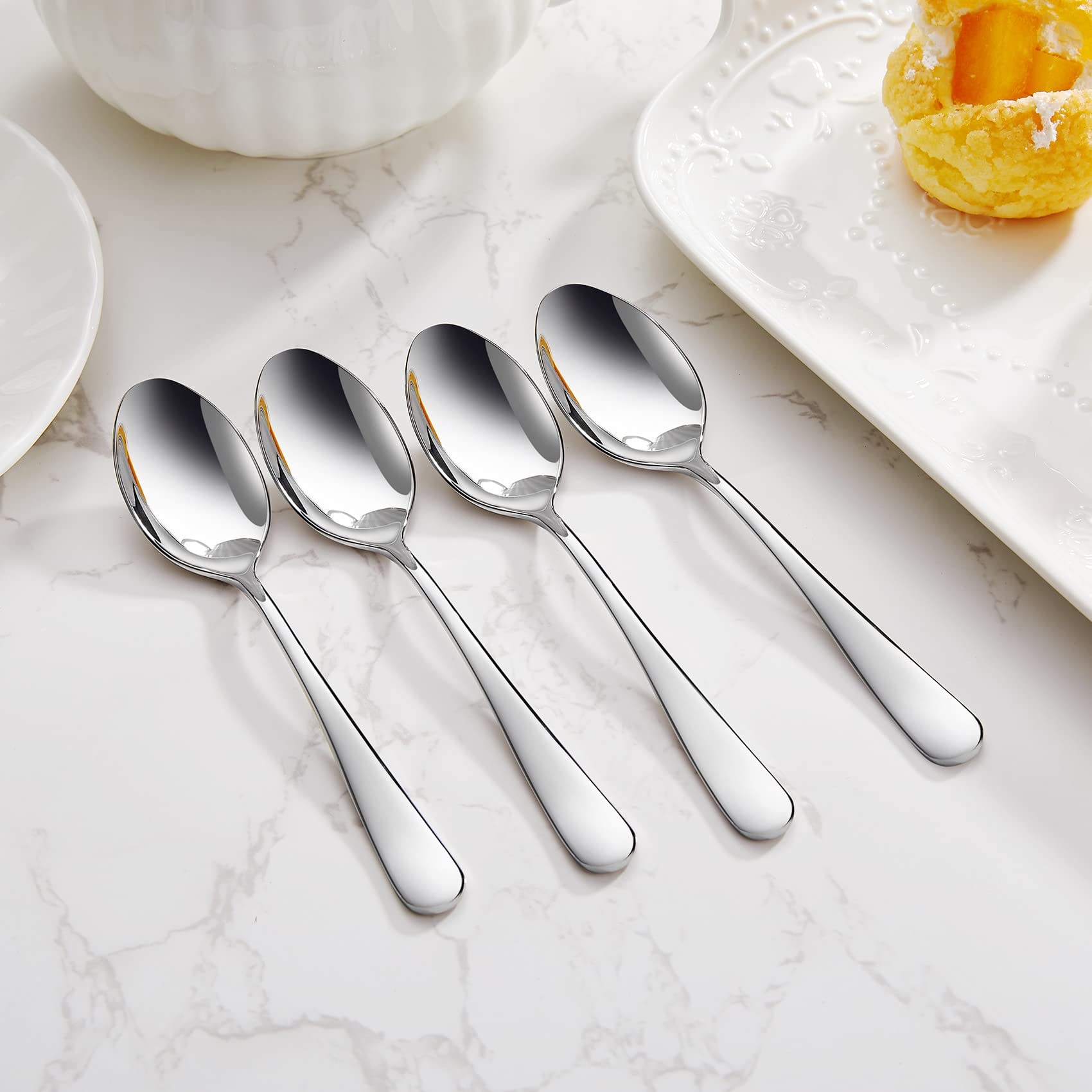 Keawell Premium Louise Spoons Set, Set Of 4, 18/10 Stainless Steel, Exceptional Mirror Finish, Dishwasher Safe (5.5'' Small Spoo