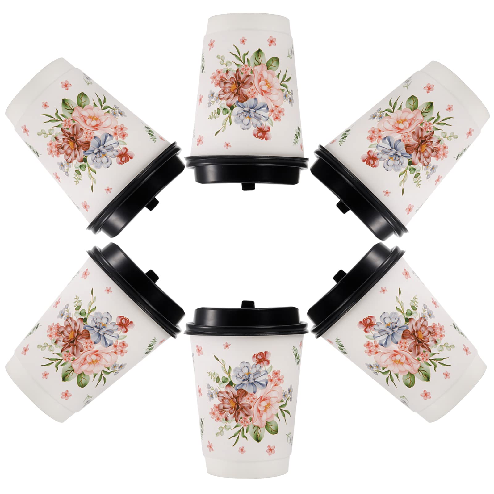 Lyellfe 80 Pack Disposable Coffee Cups With 100 Lids, 12 Oz To Go Coffee Cups, Durable Insulated Hot Drink Paper Cups For Office