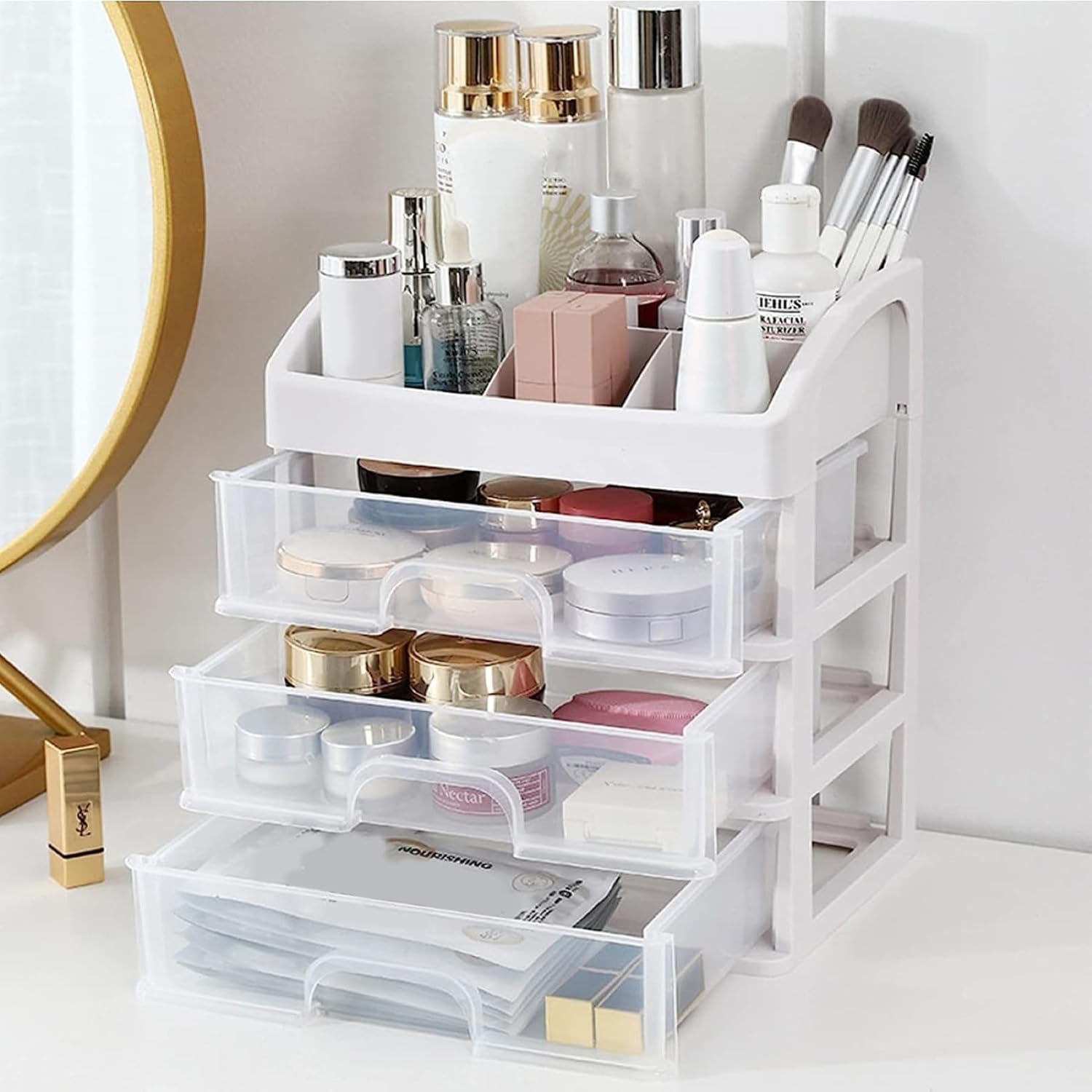 Boniry Makeup Organizer Stand With Drawers | Cosmetic Organizer And Organisers For Skincare, Perfume, Lipsticks & Beauty Essenti