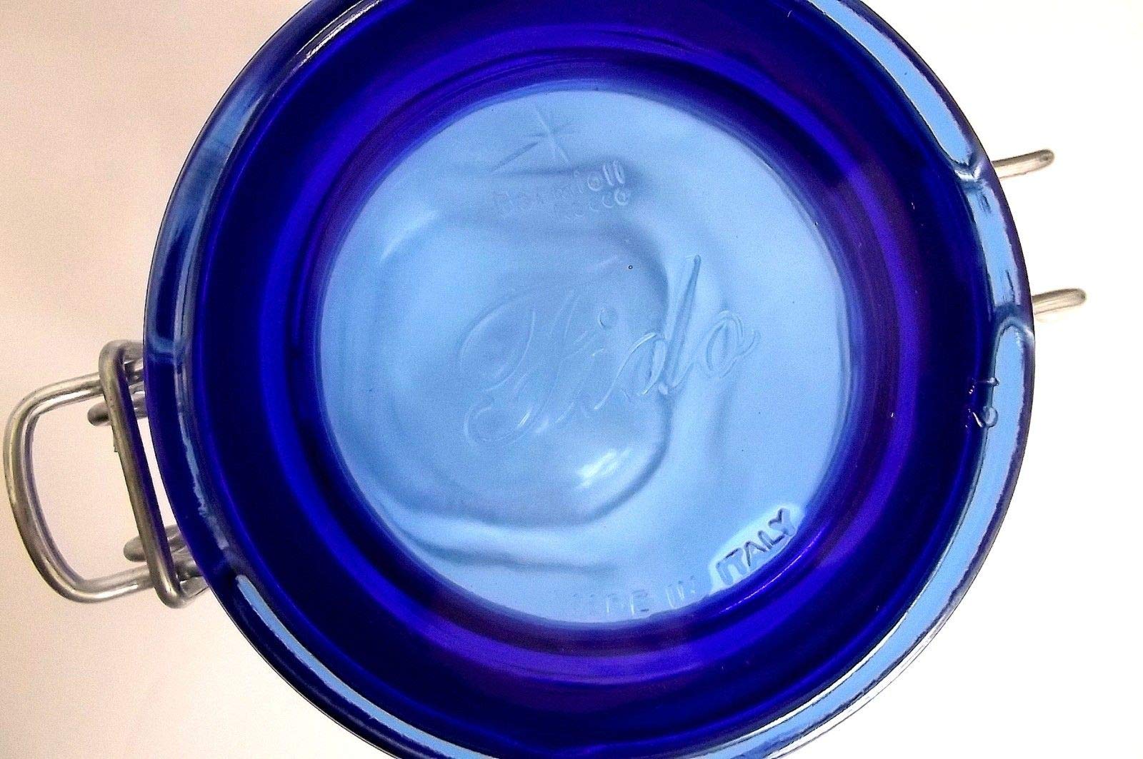 Bormioli Rocco Bormioli Rocco Set Of 2 Fido Square Jars With Blue Bail And Trigger Lids, 50-3/4-Ounc, 50.75Oz