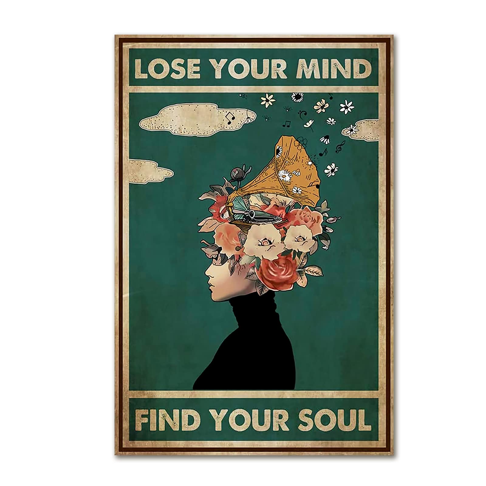 Lose Your Mind Find Your Soul Poster Mental Health Music Canvas Wall Art Poster Mental Vintage Canvas Print Painting Mental Heal