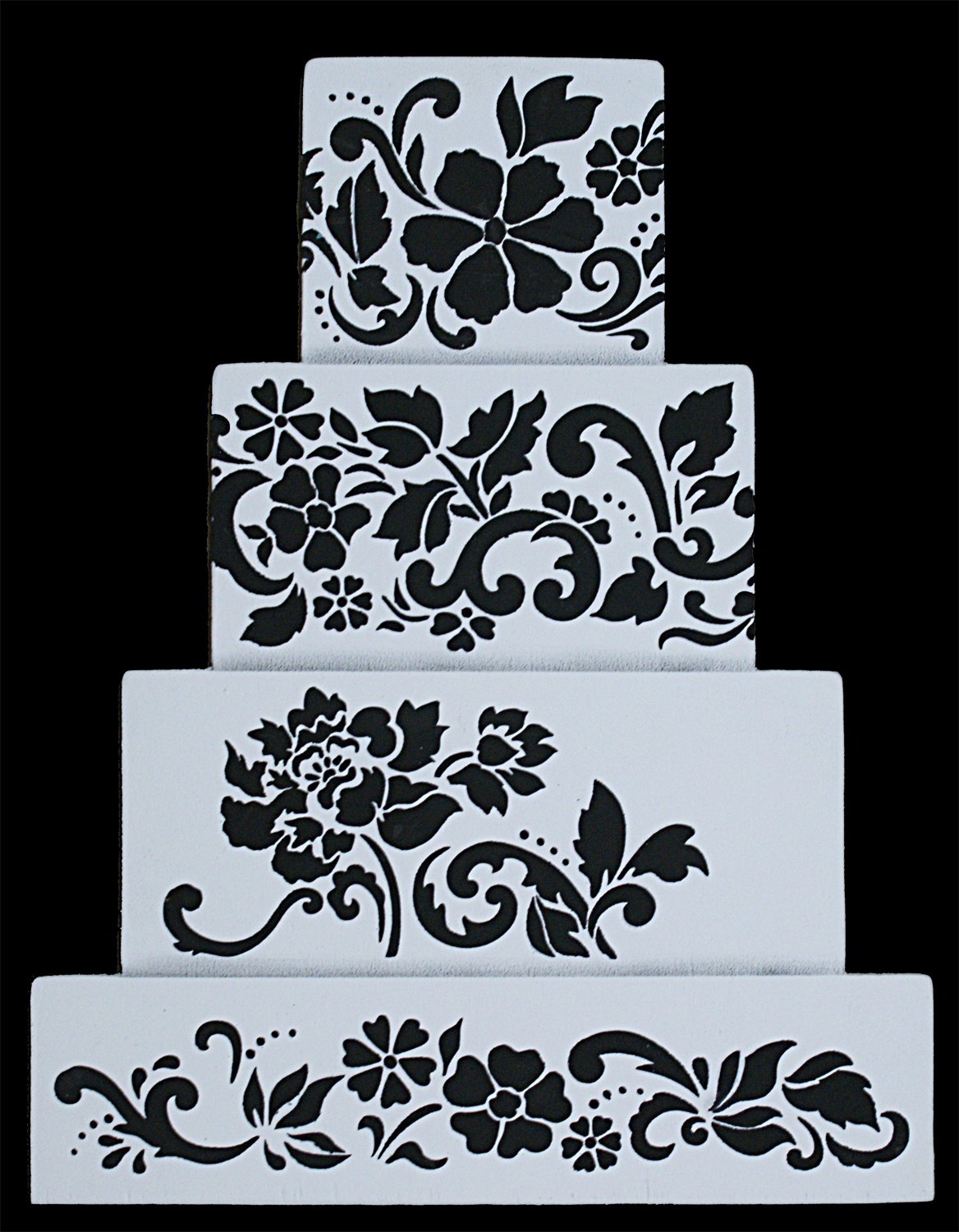 Designer Stencils C434 Floral Explosion Tier 1 Cake Stencil, Beige/Semi-Transparent, 3.7'' X 5.7''