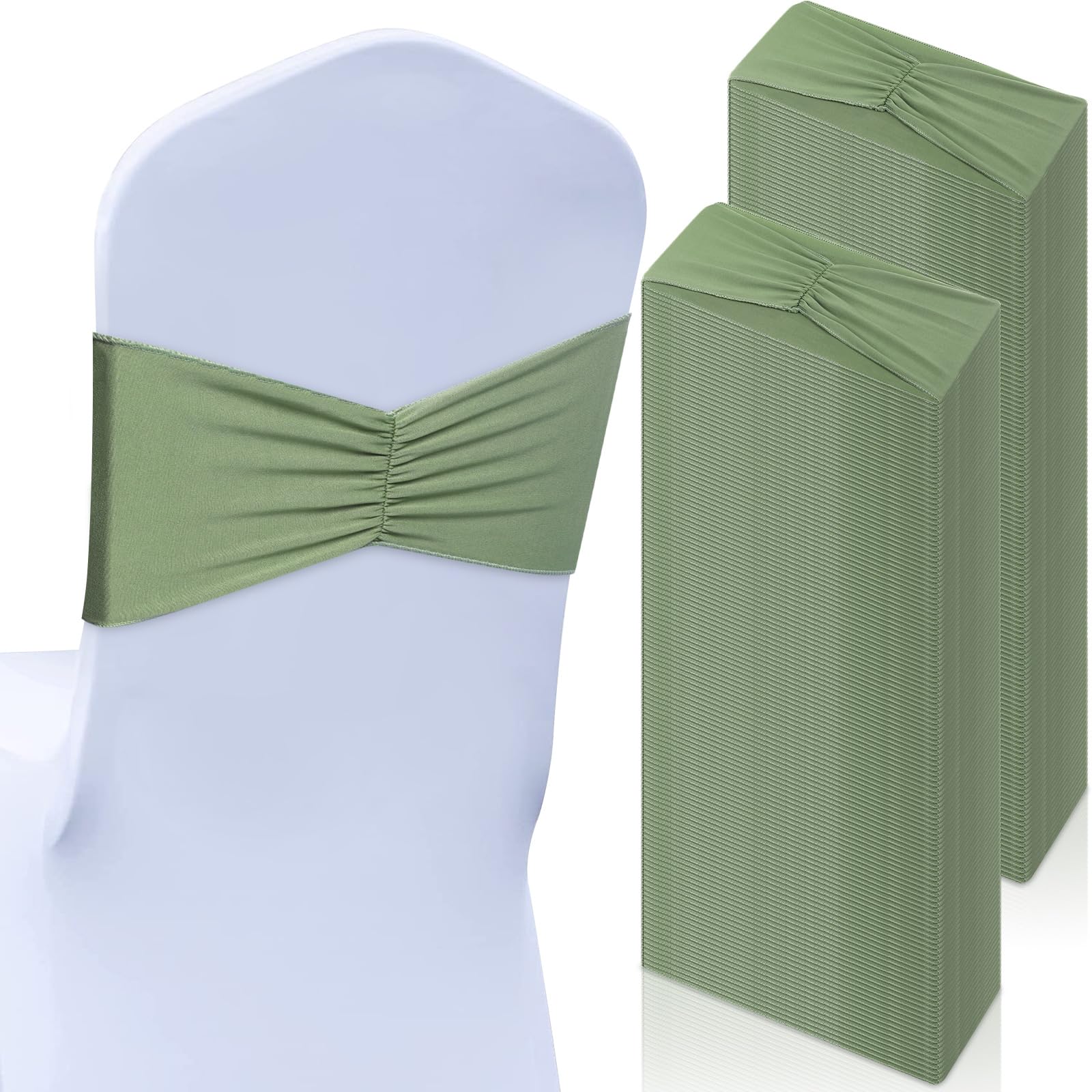 Moukeren 150 Pcs Spandex Chair Sashes Bows Bands Chair Covers Decorations Elastic Ribbon Seat Ties for Wedding Birthday Party Ba