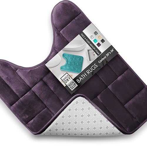 Clara Clark Bathroom Contour Rug, Ultra Soft Non Slip And Cozy, Velvet Memory Foam Toilet U-Shaped Bath Mat, 20 X 24, Tiled - Pu