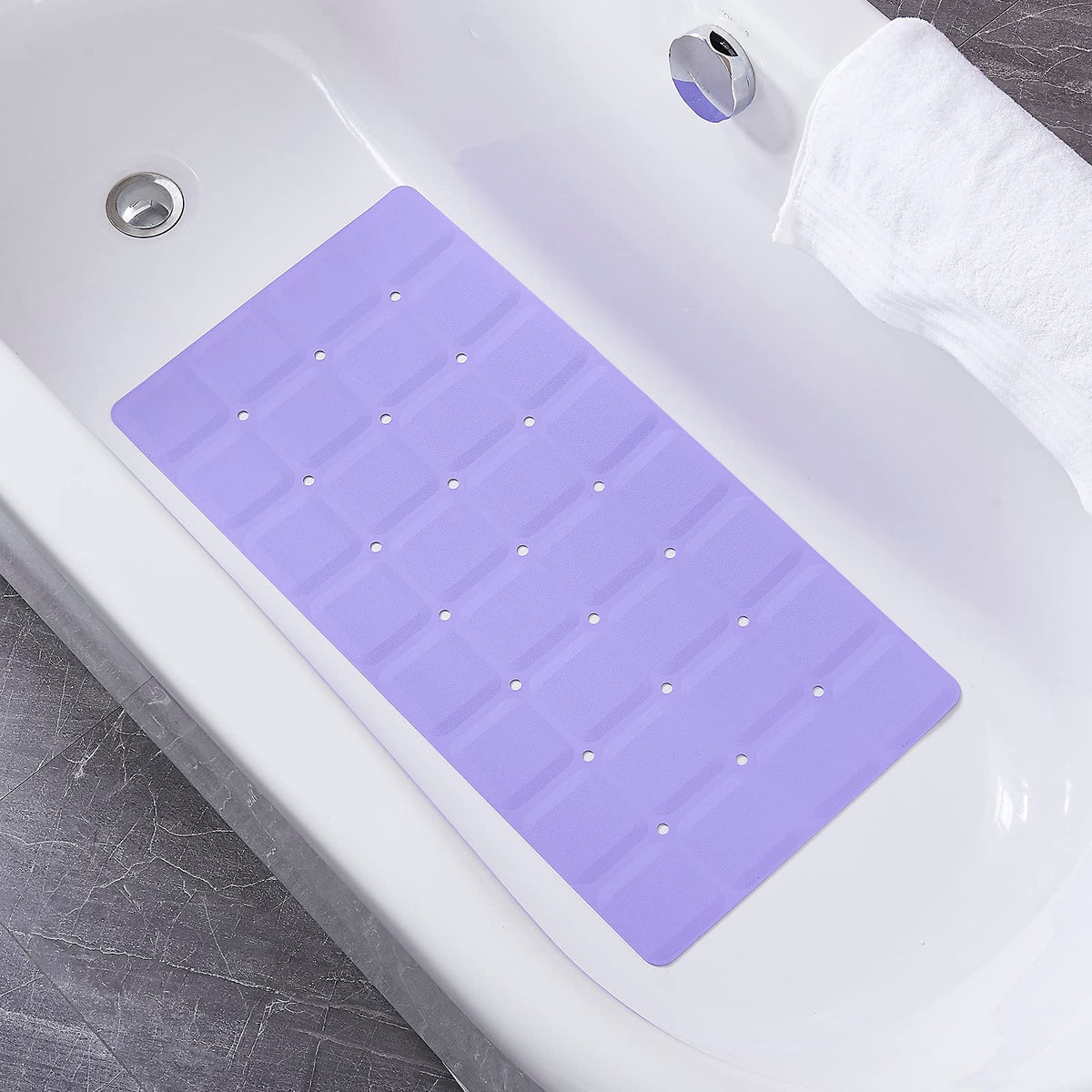 Webos Foldable Non Slip Silicon Bath Mat Bathtub Mat Shower Mats No Suction Cups For Textured Tub And Reglazed Tub(Foldable-Purp