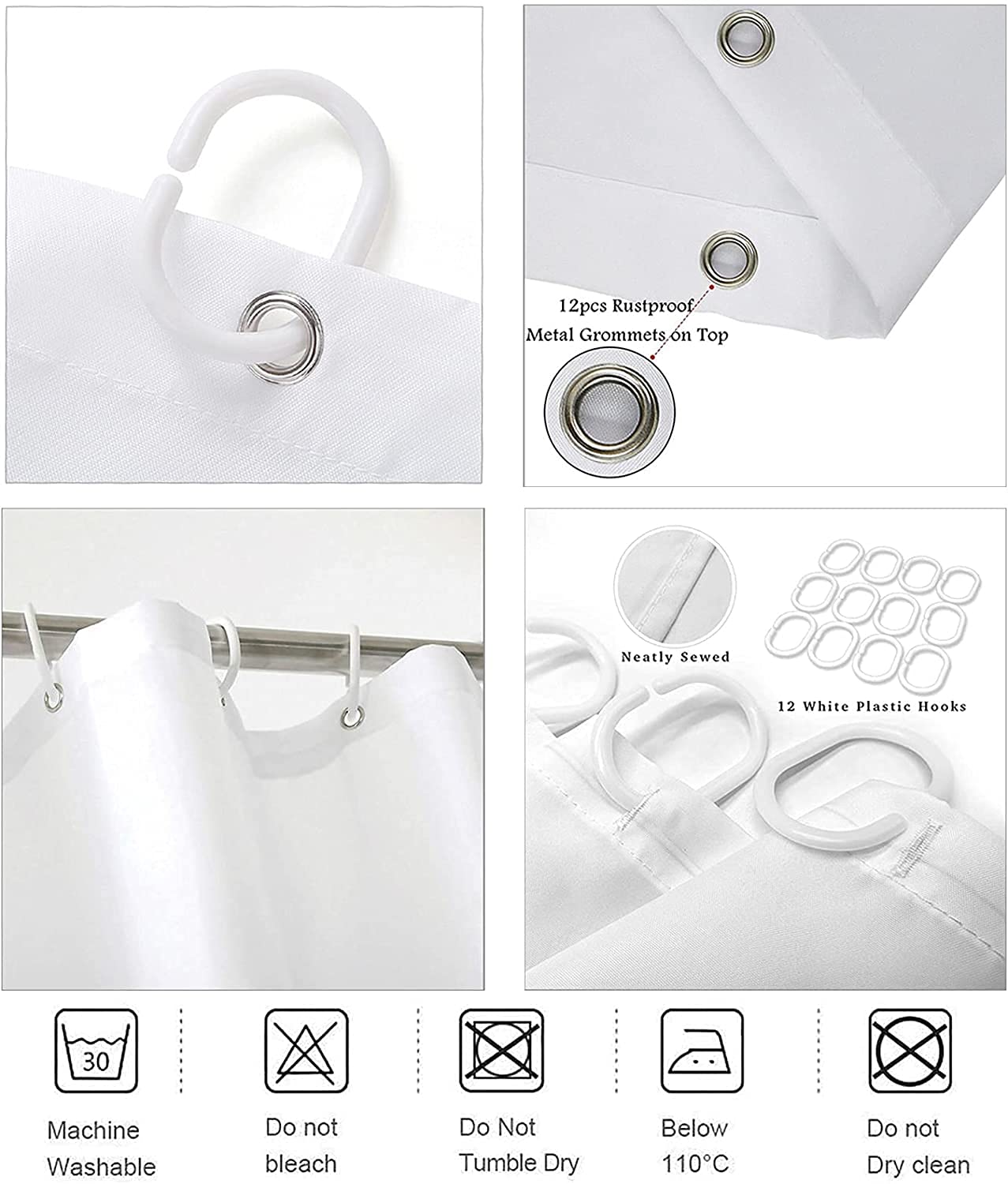 Omebero 4Pcs Romantic Red Rose Bathroom Shower Curtain Sets, Waterproof Fabric Black Bathroom Sets With Shower Curtain And Rugs