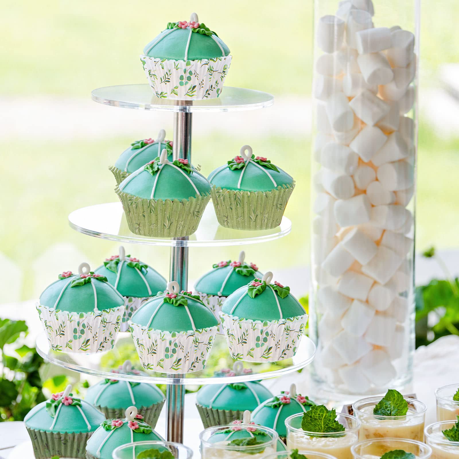 Whaline 600Pcs Greenery Cupcake Liners Eucalyptus Olive Leaf Baking Cups Sage Green Wedding Cupcake Wrappers For Baby Shower Wed