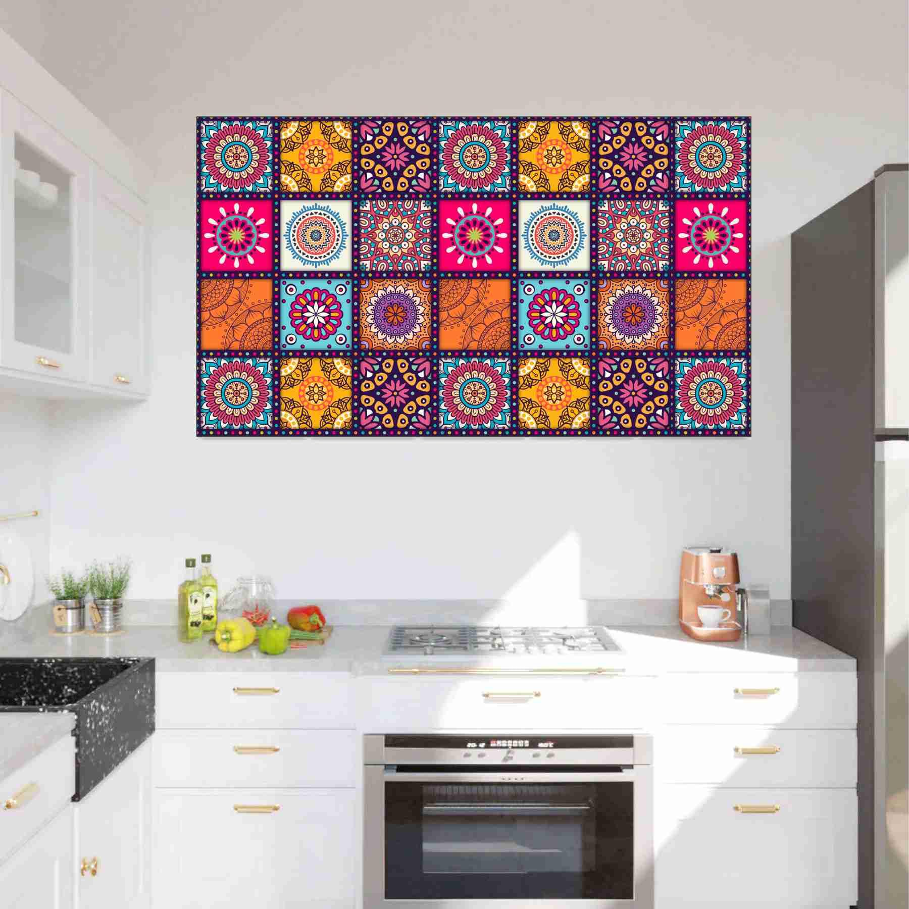 Wall Attraction Waterproof Self Adhesive Peel Off Easy Clean Beautiful Kitchen Wall Tiles Sticker Size - 30X18.3Inch Material -