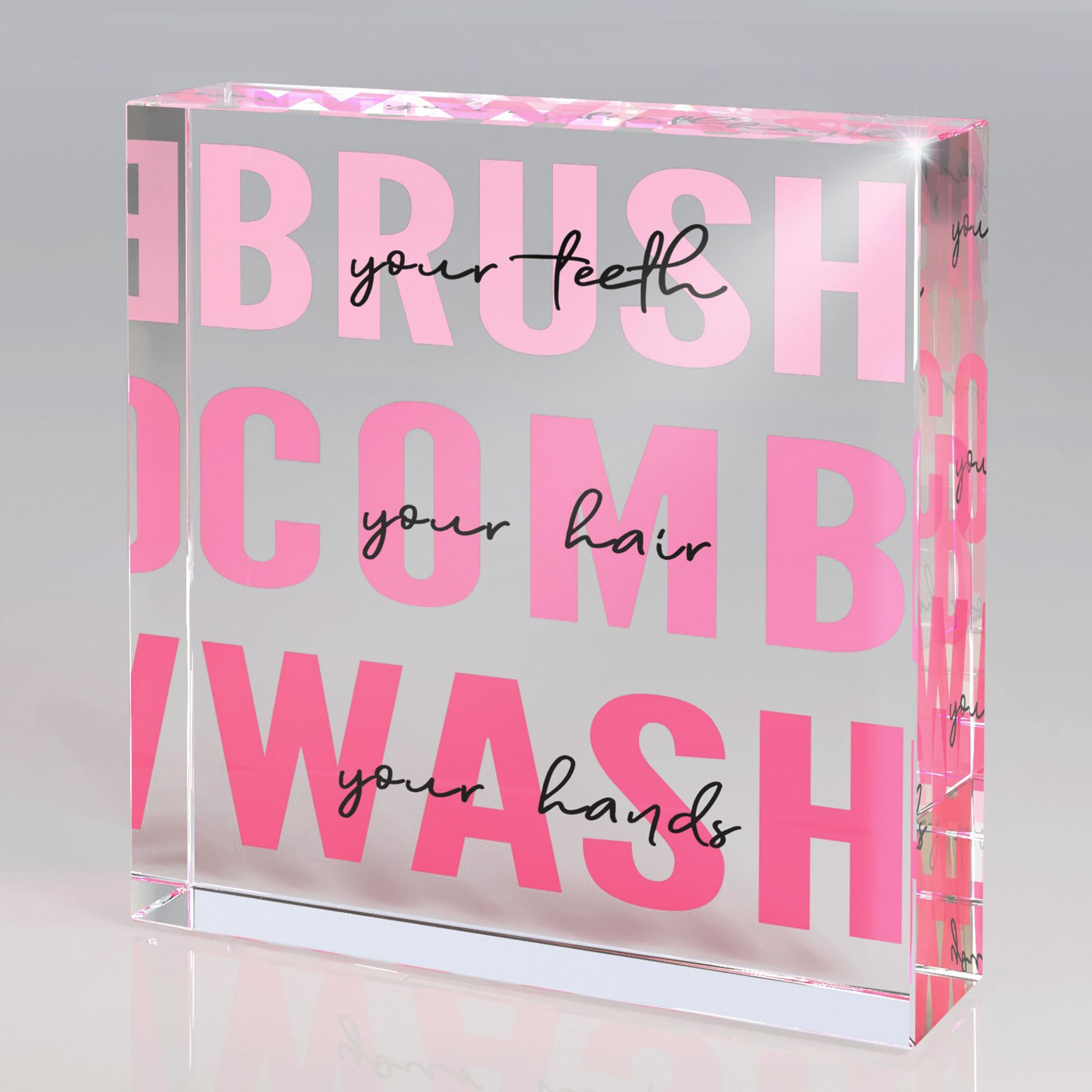Pink Bathroom Decor, Acrylic Kids Bathroom Decoration Sign, Modern Restroom Decor, Cute Bath Rules Art, Self-care Gifts, Pink Ae